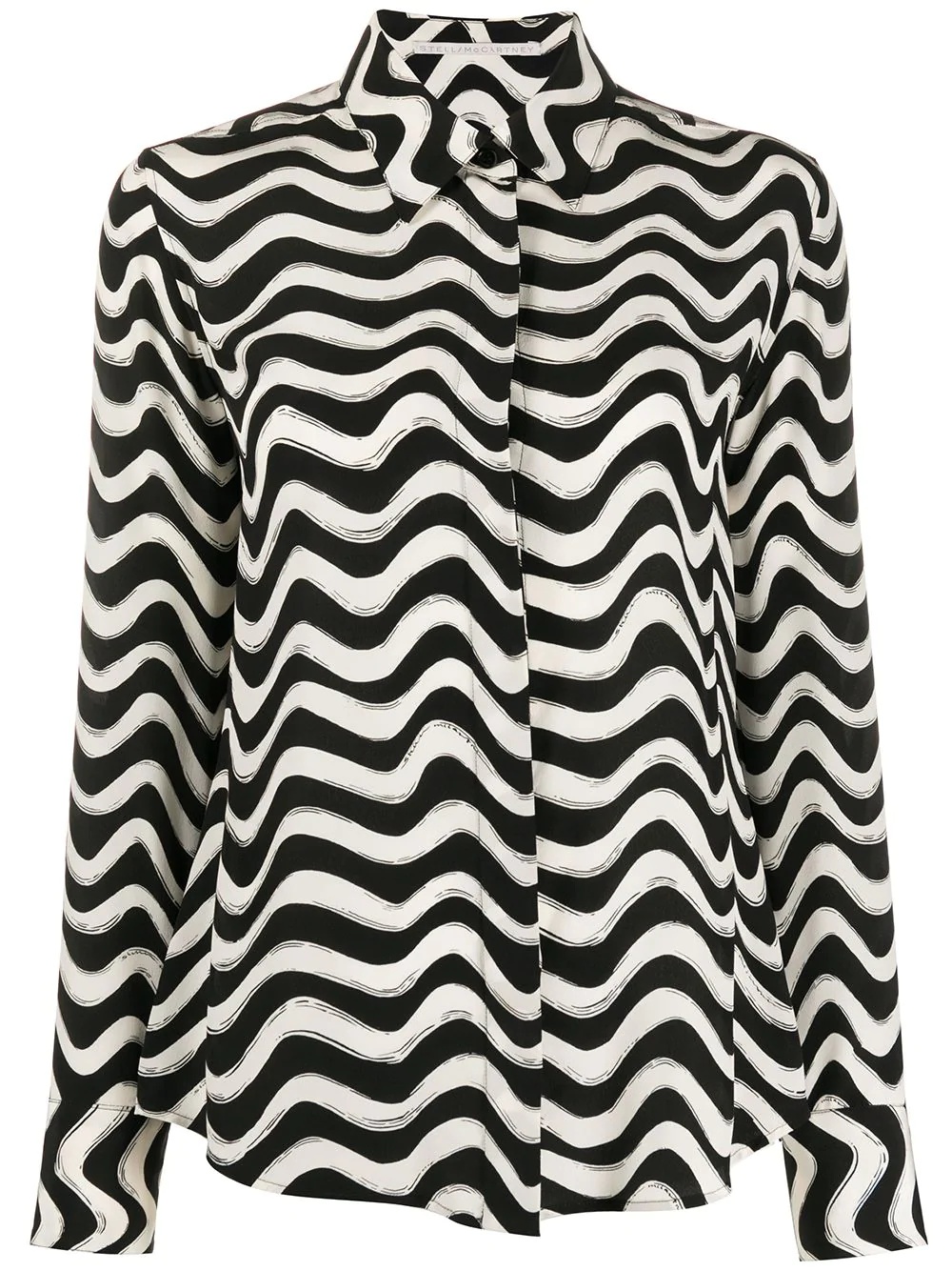 wave-print long-sleeve shirt - 1