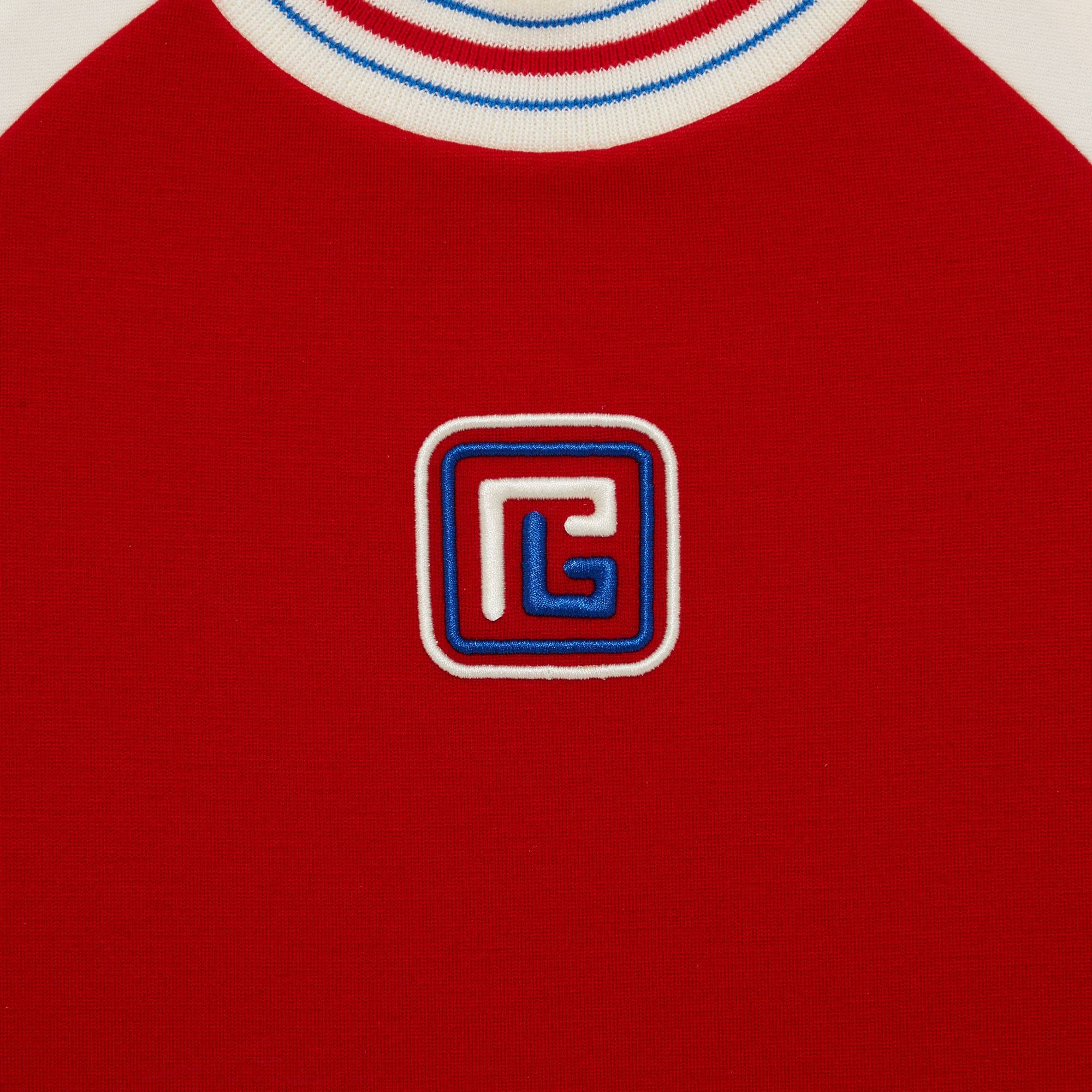 Balmain Raglan Retro PB T-Shirt 'Rouge Vif/Crème/Bleu Moyen' - 3