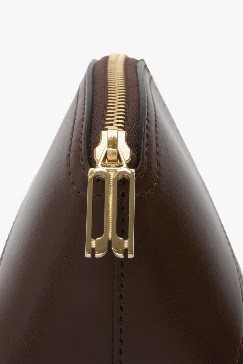 Victoria Mini Travel Pouch In Dark Brown Smooth Leather 3