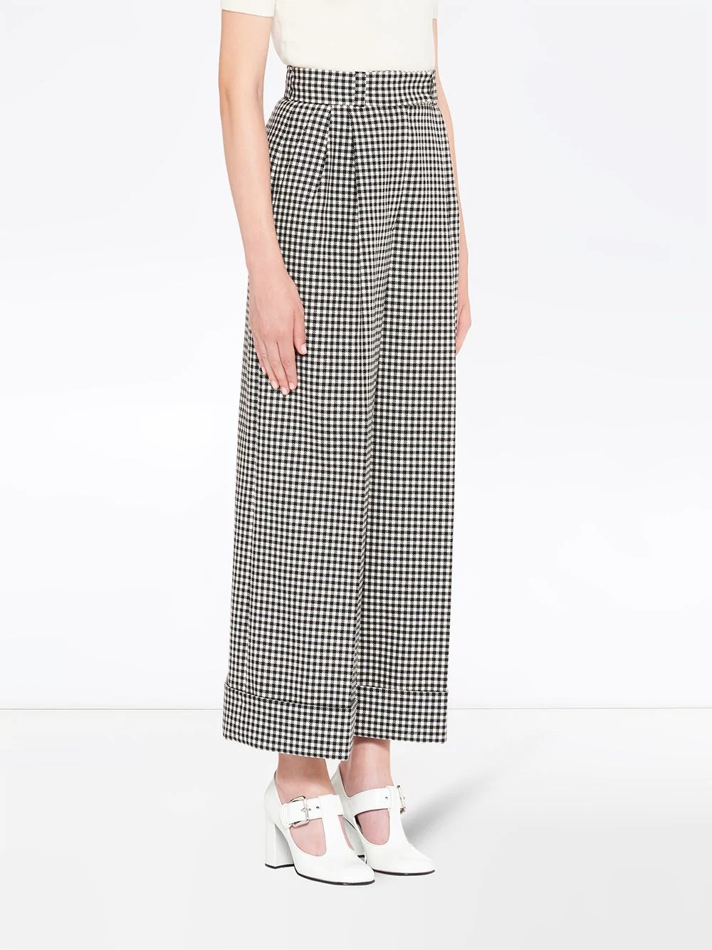 gingham check twill trousers - 3