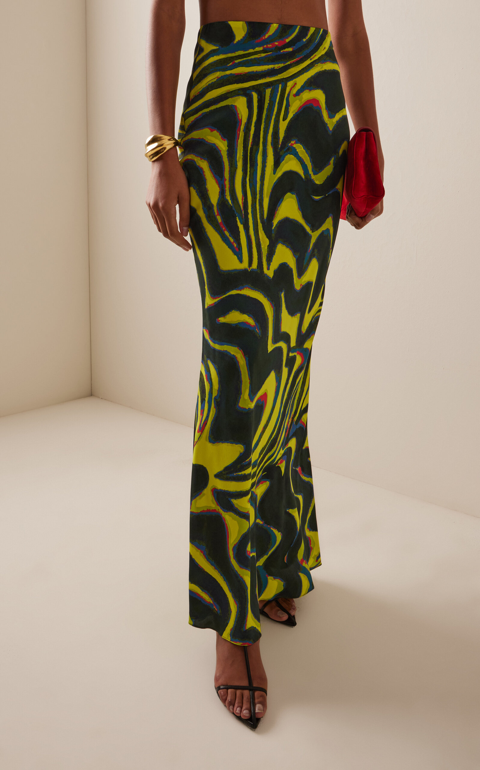 Printed Jersey Maxi Skirt green - 3