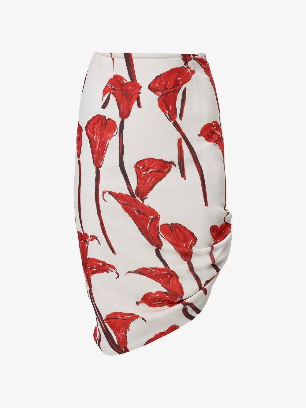 calla lily-print asymmetric midi skirt - 1