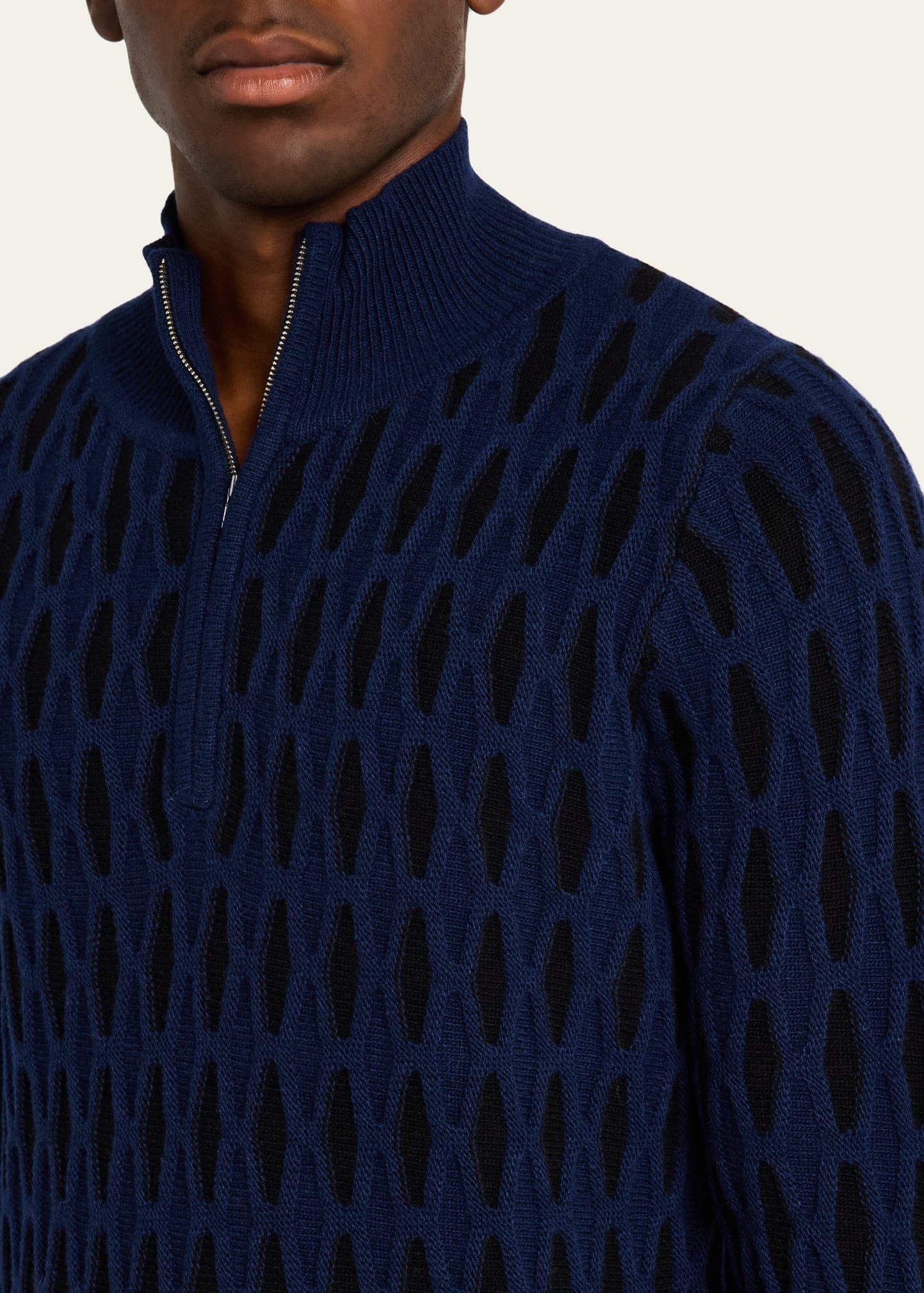 Men's Diamond Jacquard Quarter-Zip Sweater - 5