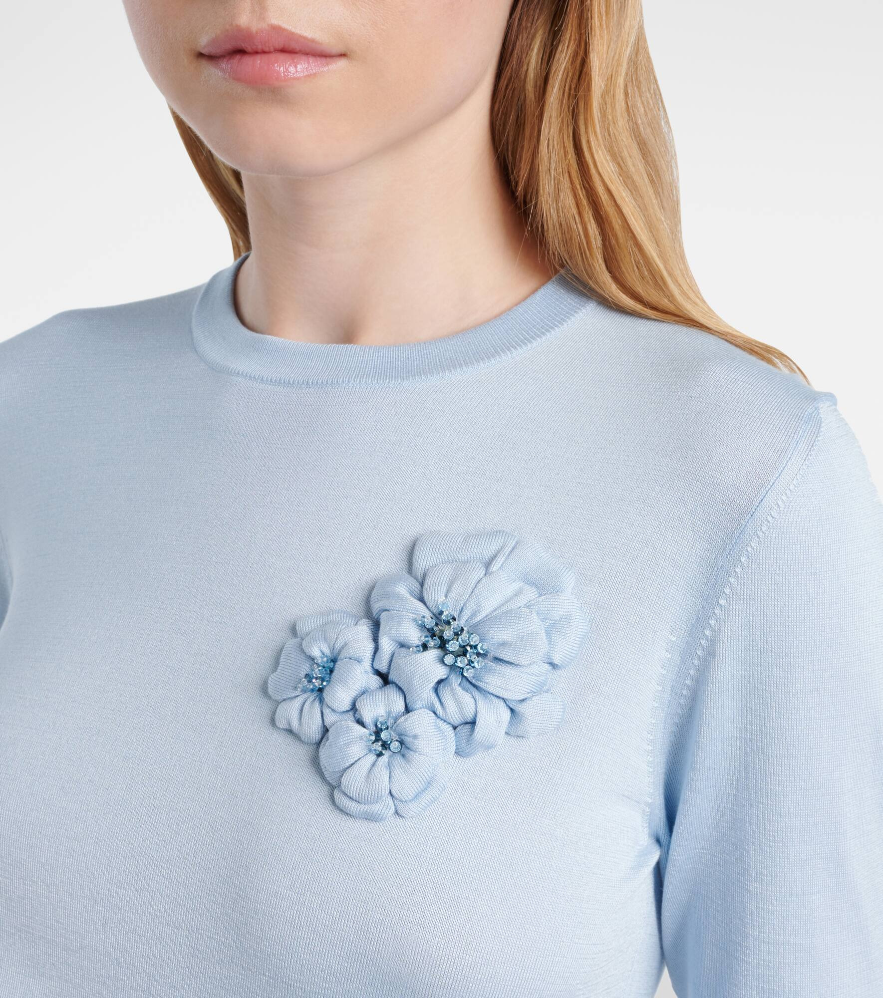 Floral-appliqué silk sweater - 4