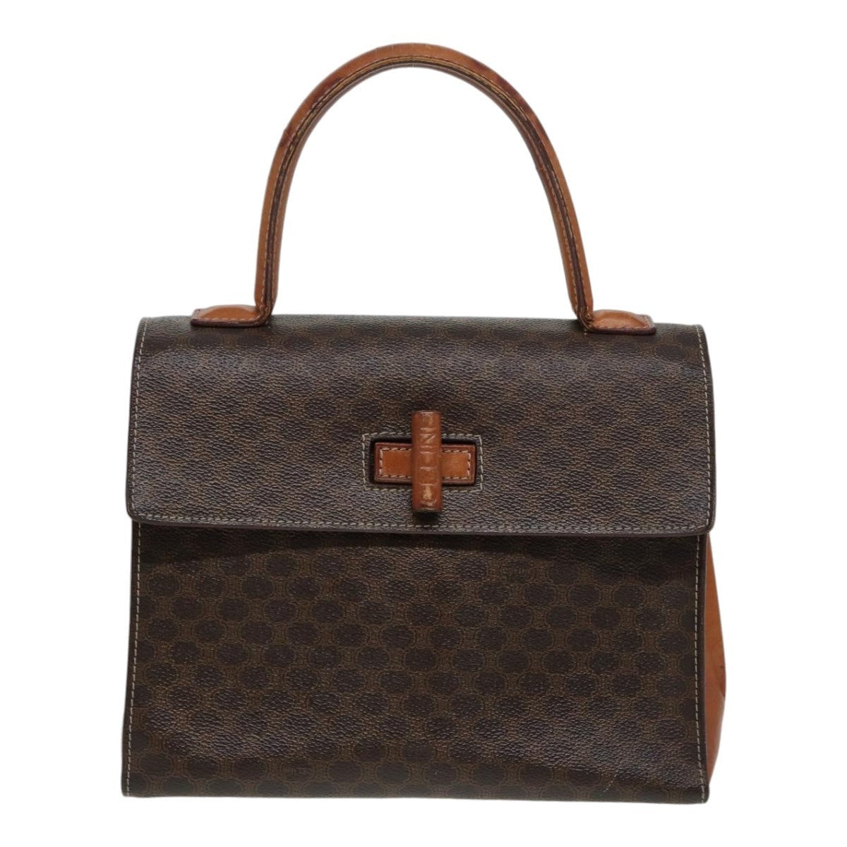 CELINE Macadam Canvas Hand Bag Pvc Leather Brown - 13
