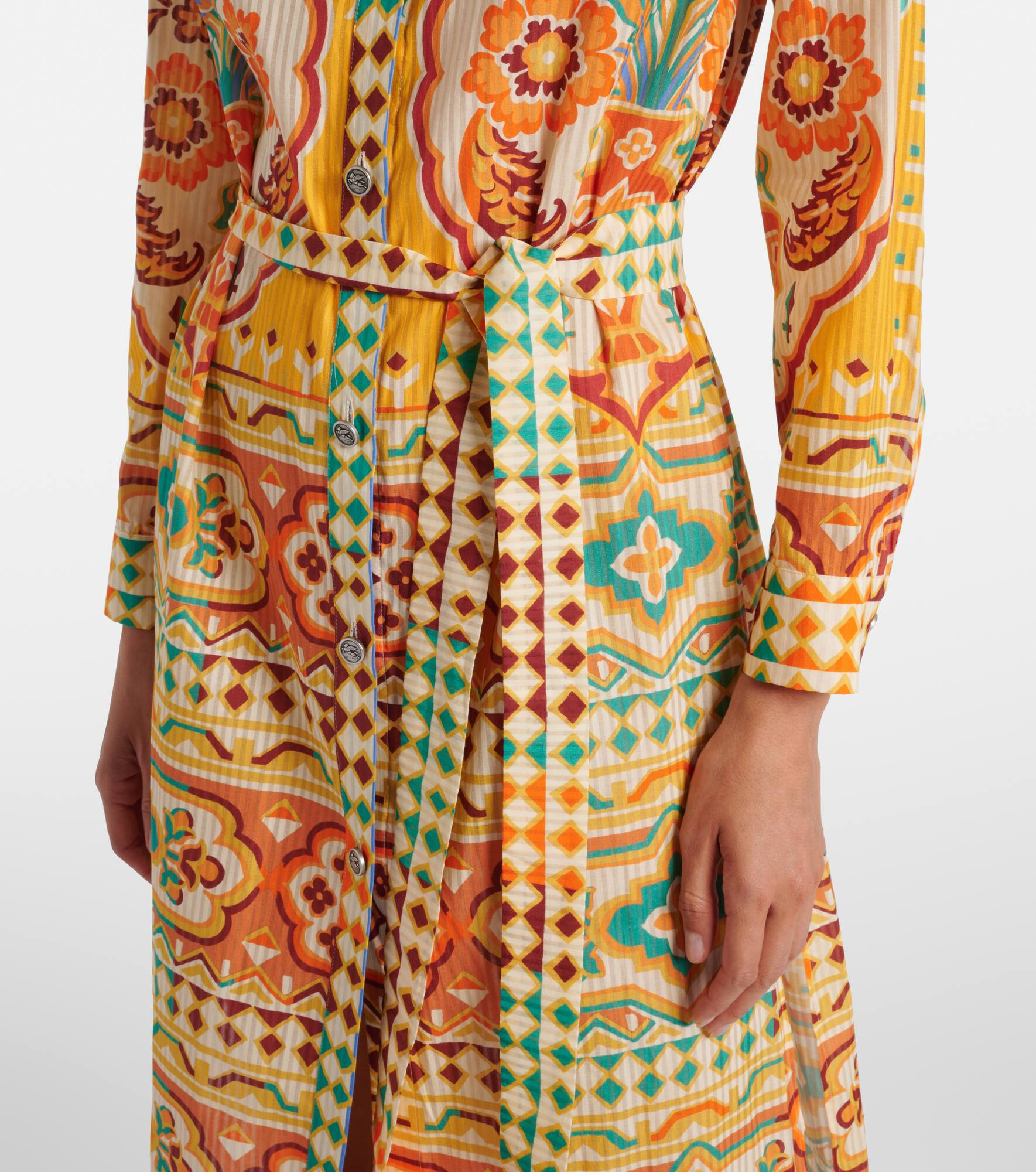 Printed cotton and silk midi dress - 5