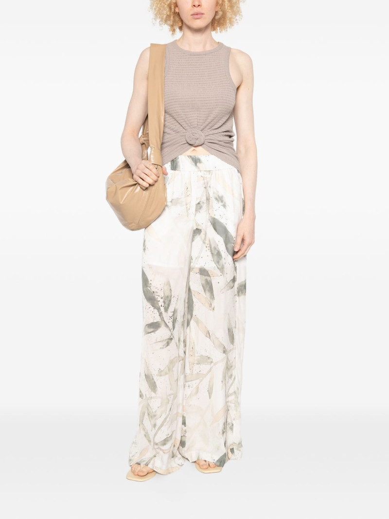 PESERICO leaf-print elasticated trousers outlook