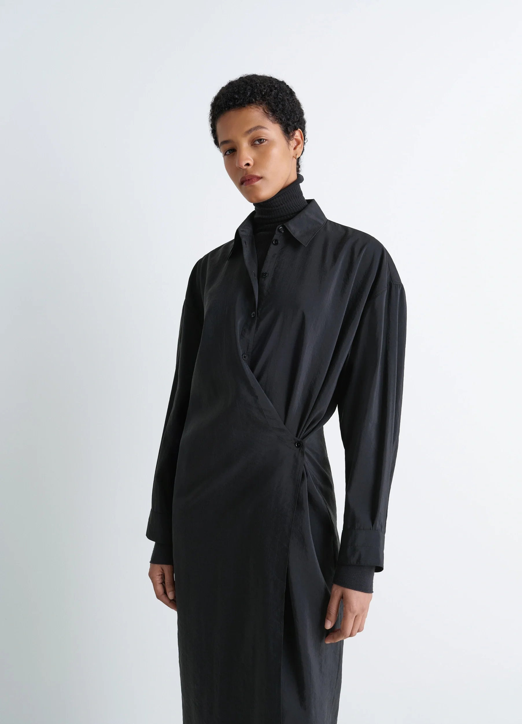 STRAIGHT COLLAR TWISTED DRESS - 5