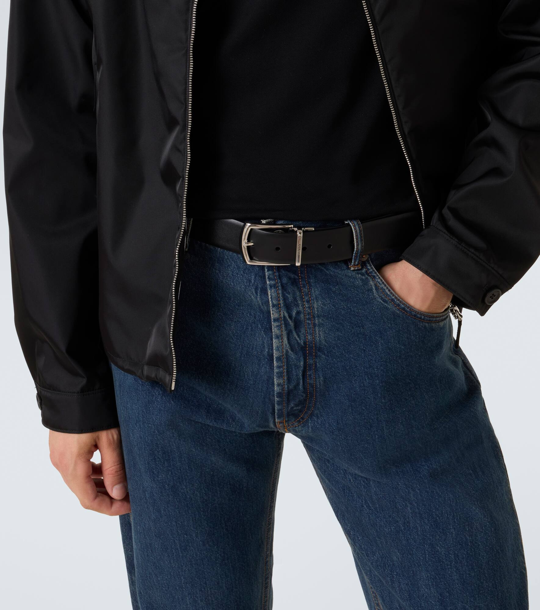 Reversible Saffiano and leather belt - 3