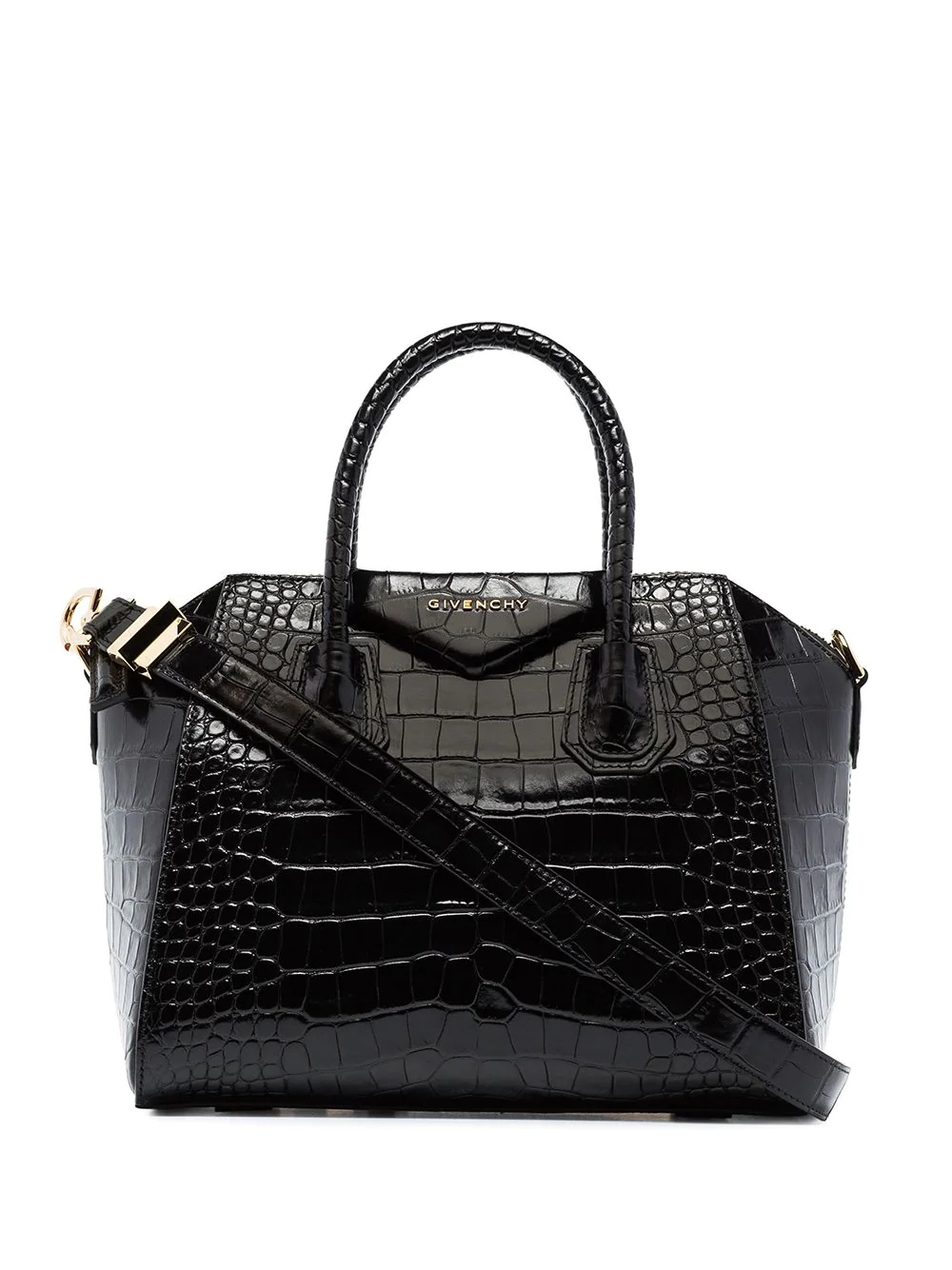 small croc-effect leather tote bag - 1