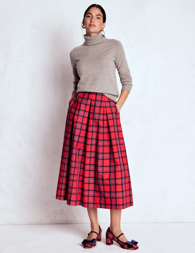 Verity Tartan Midi Skirt-Red, Navy & Purple Brand Check 6