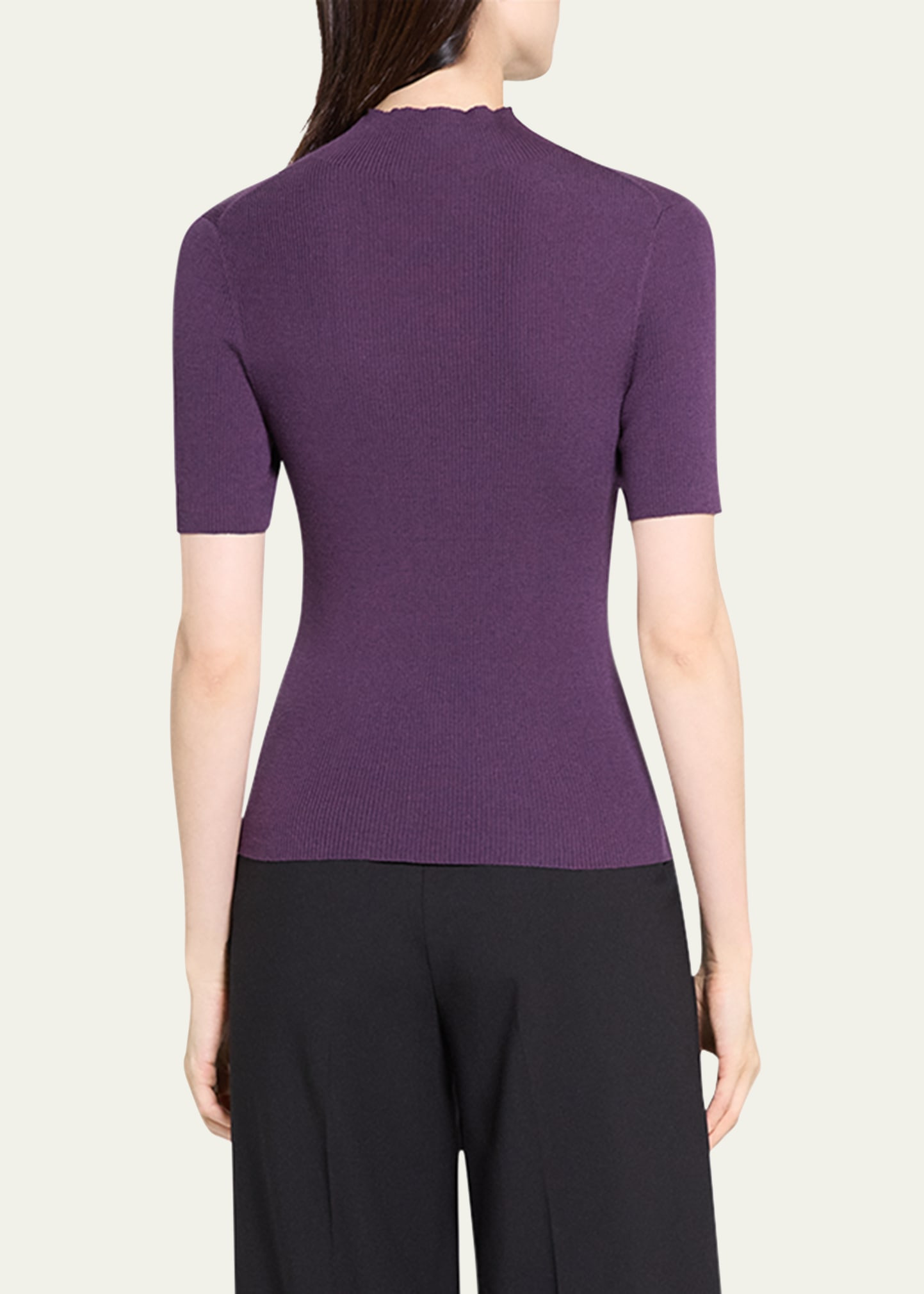 Leenda Regal Merino Wool Short-Sleeve Mock-Neck Top - 3