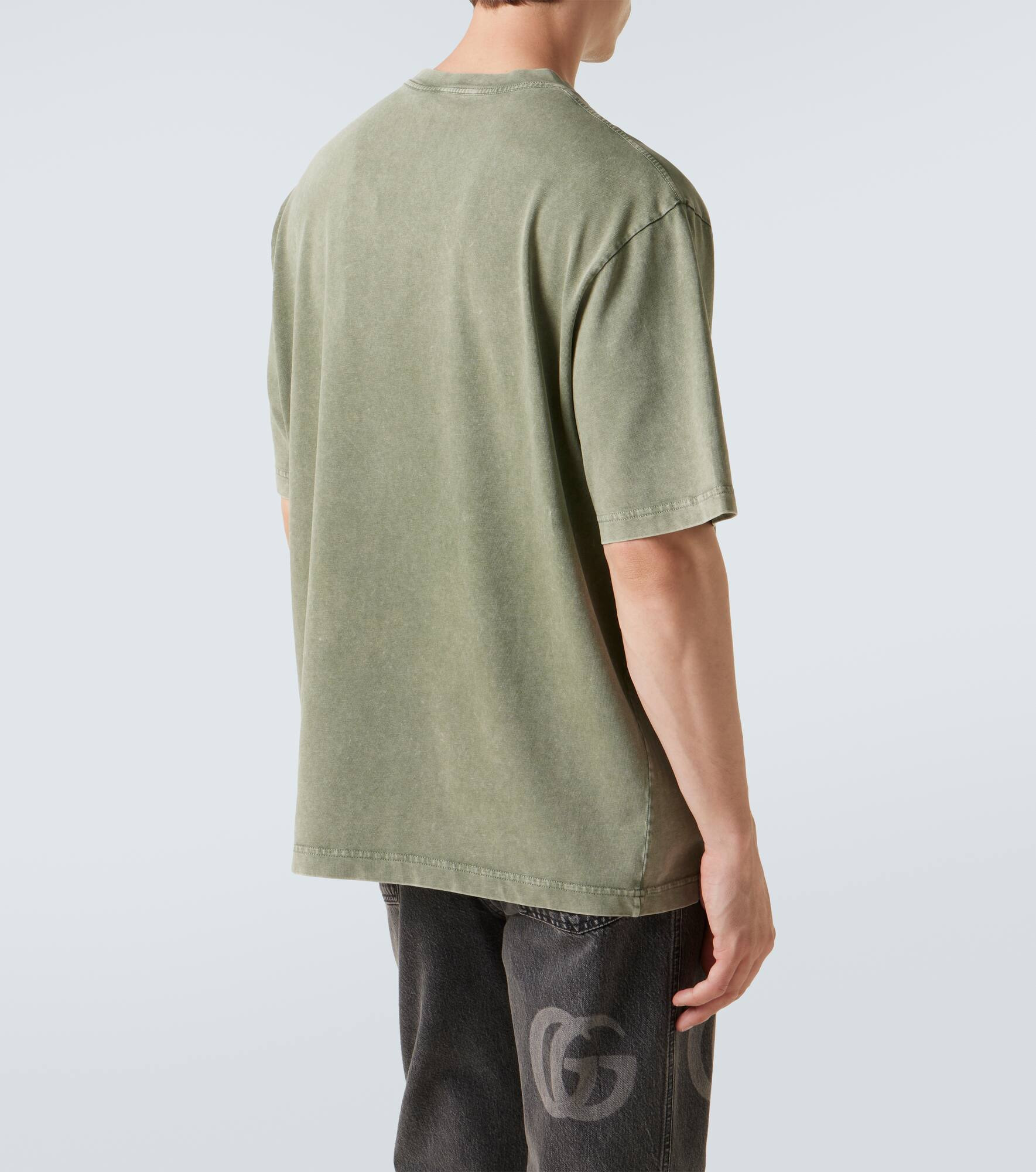 Distressed logo cotton T-shirt - 4
