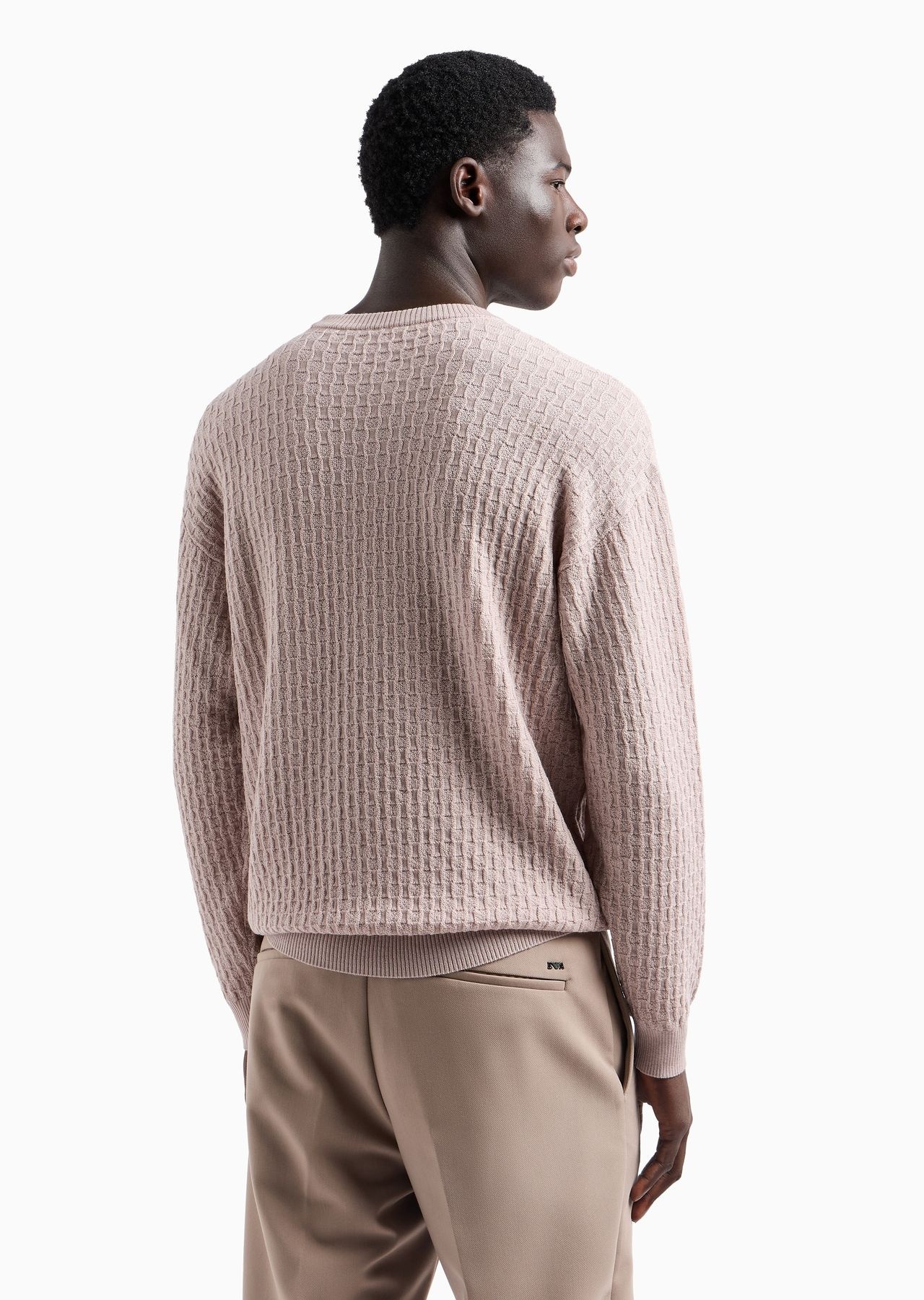 EMPORIO ARMANI Tuck-stitch virgin wool jumper | REVERSIBLE