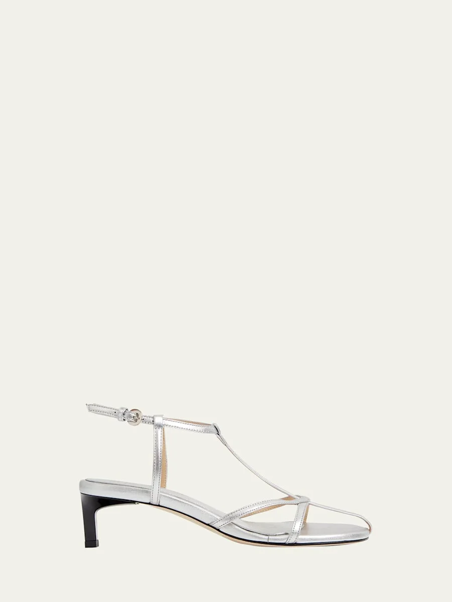 Tee Metallic Leather Sandals - 1