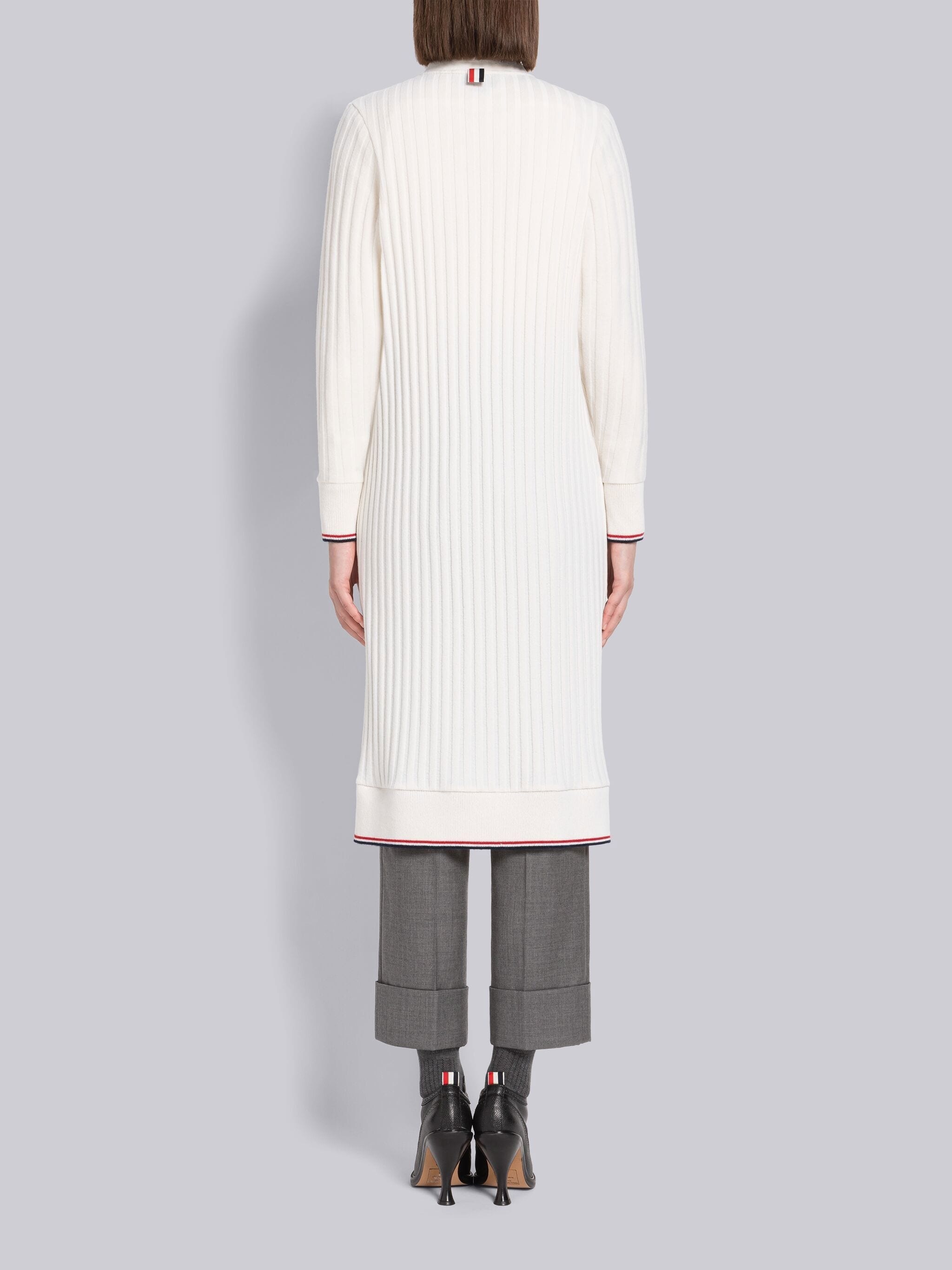 Wide Rib Cashmere Tipping Cardigan Dress - 3