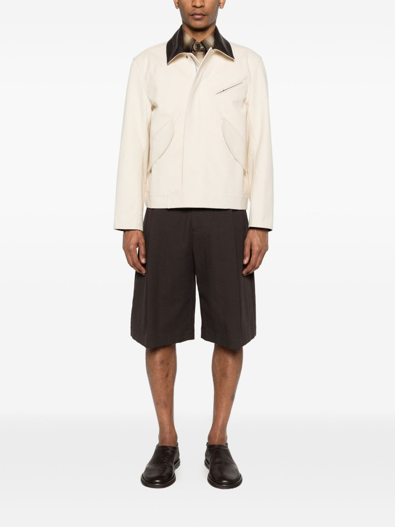 sage NATION Painter leather-collar jacket outlook