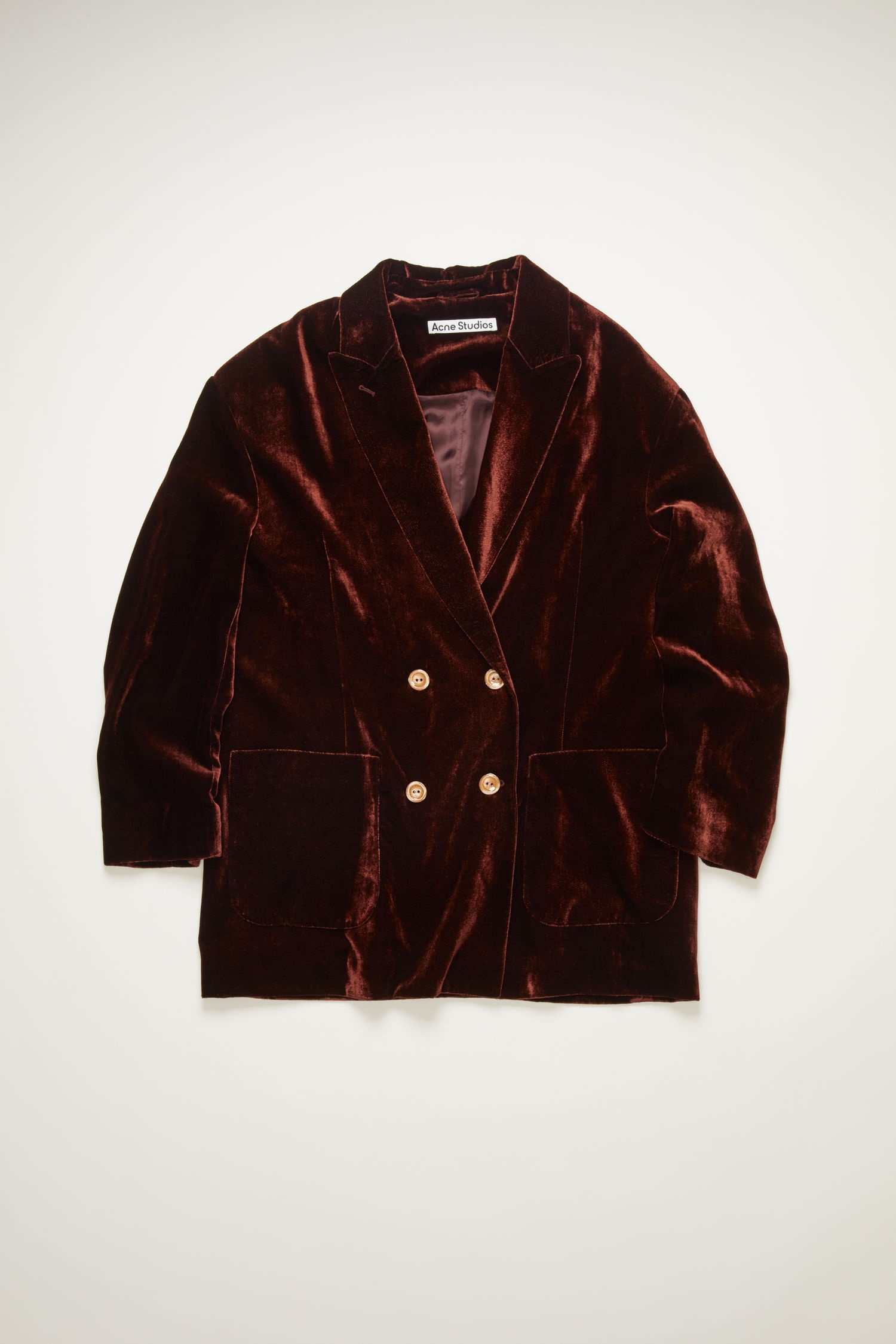 Double-breasted velvet jacket dark brown - 6