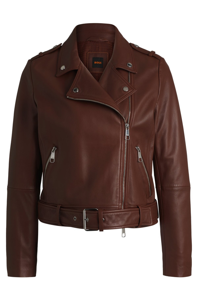 REGULAR-FIT JACKET IN NAPPA LEATHER WITH BUCKLED BELT 1