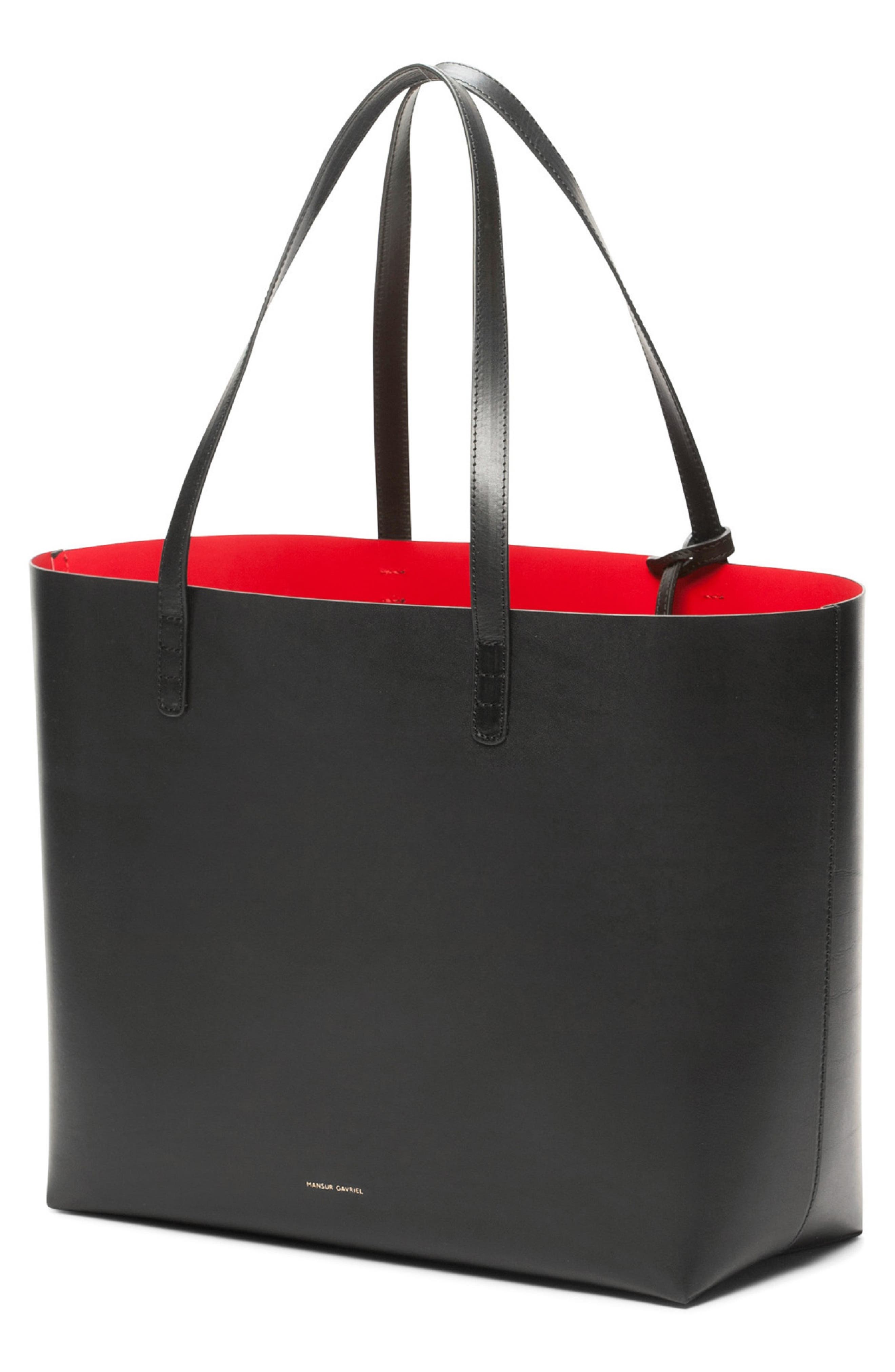 Mansur Gavriel Large Leather Tote in Black/Flamma at Nordstrom - 4
