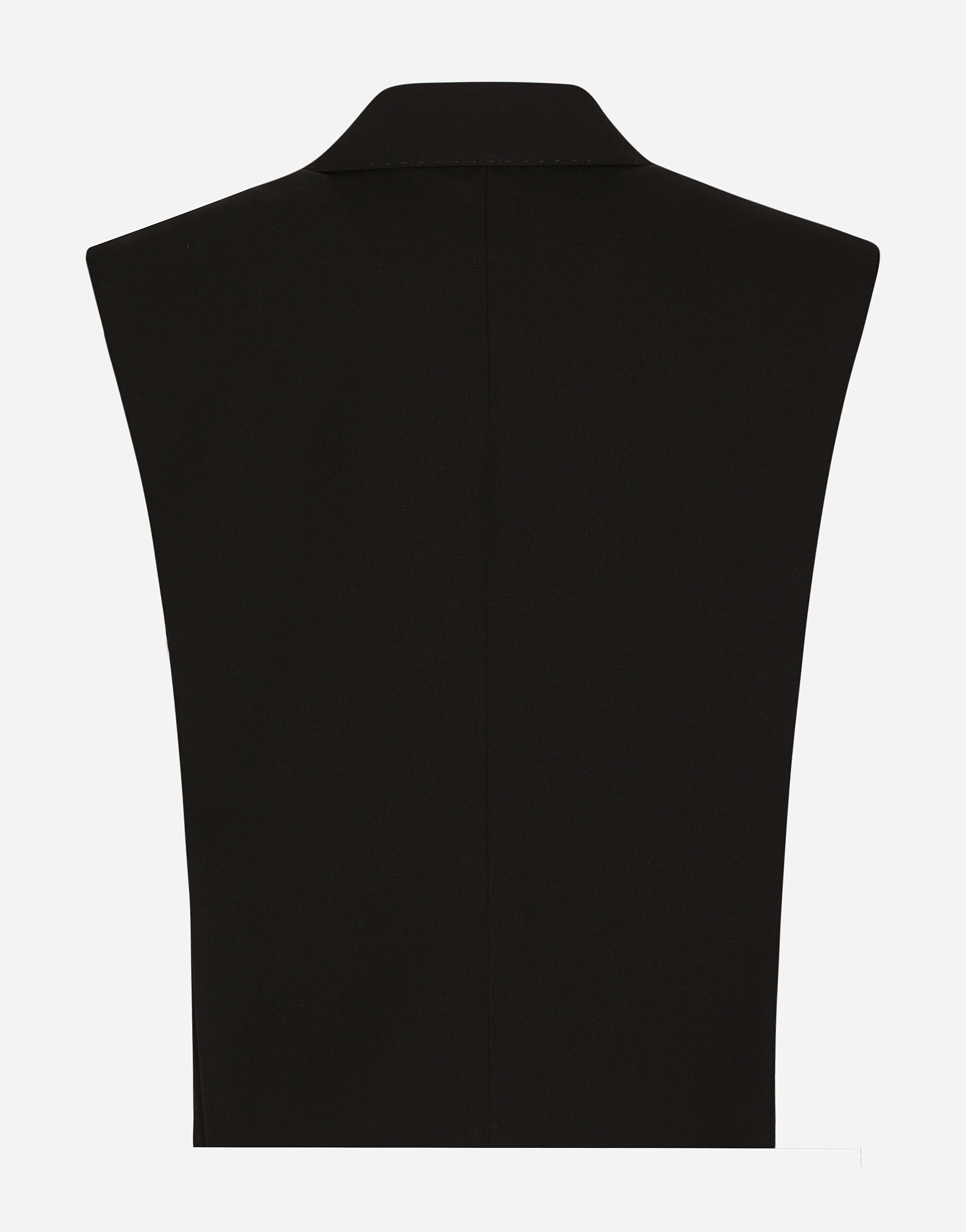 Sleeveless double-breasted wool gabardine tuxedo jacket - 2