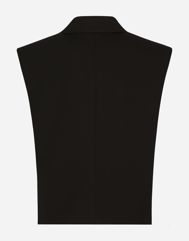 Dolce & Gabbana Sleeveless double-breasted wool gabardine tuxedo jacket outlook