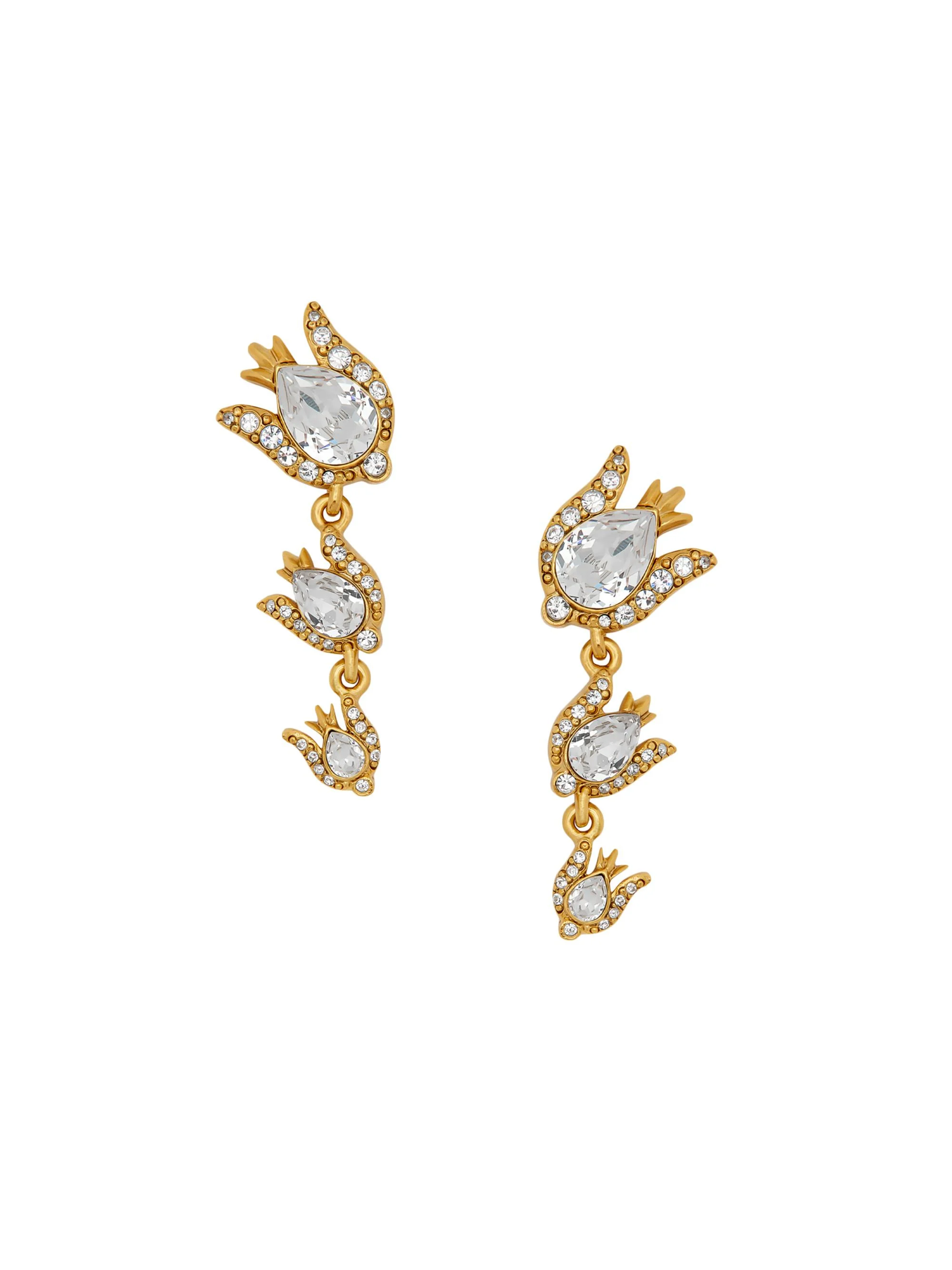 Women's Goldtone & Glass Crystal Rose Triple-Drop Earrings - Crystal - 1