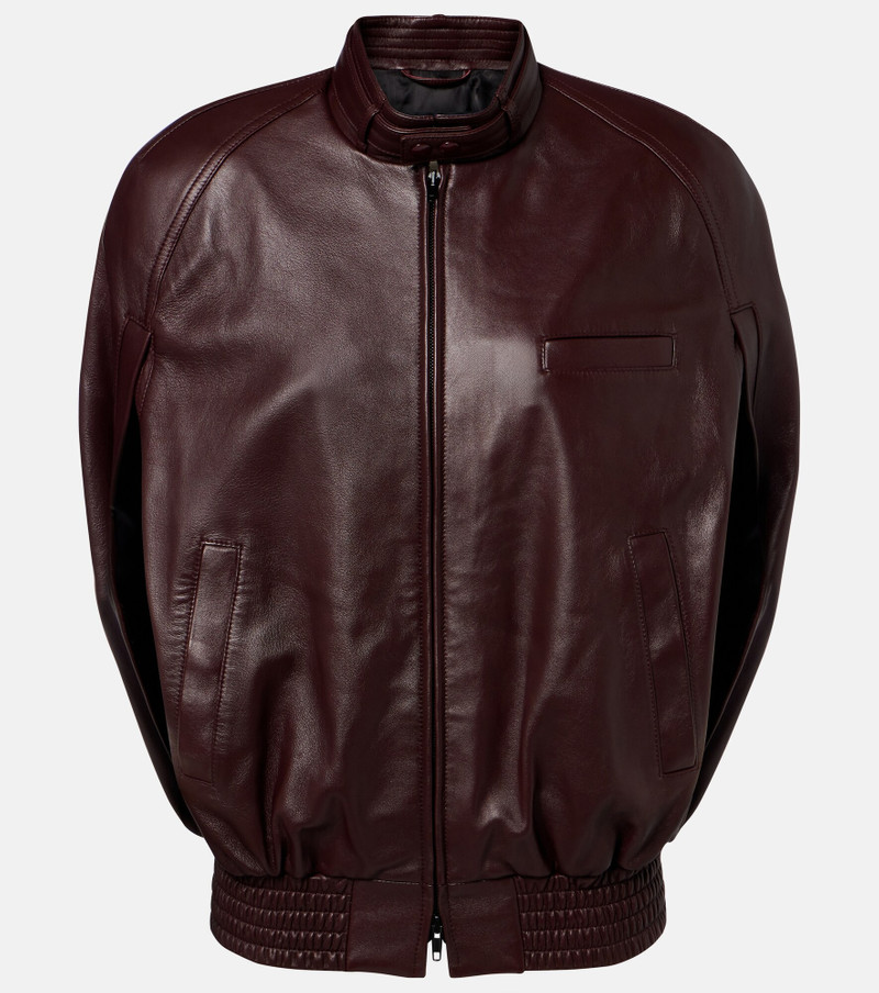 Caped leather bomber jacket 1