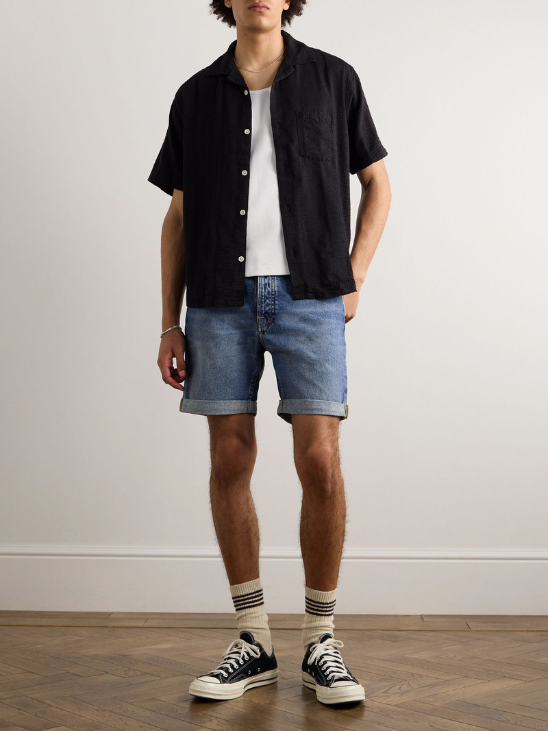 Nudie Jeans Josh Straight-Leg Denim Shorts Blue outlook