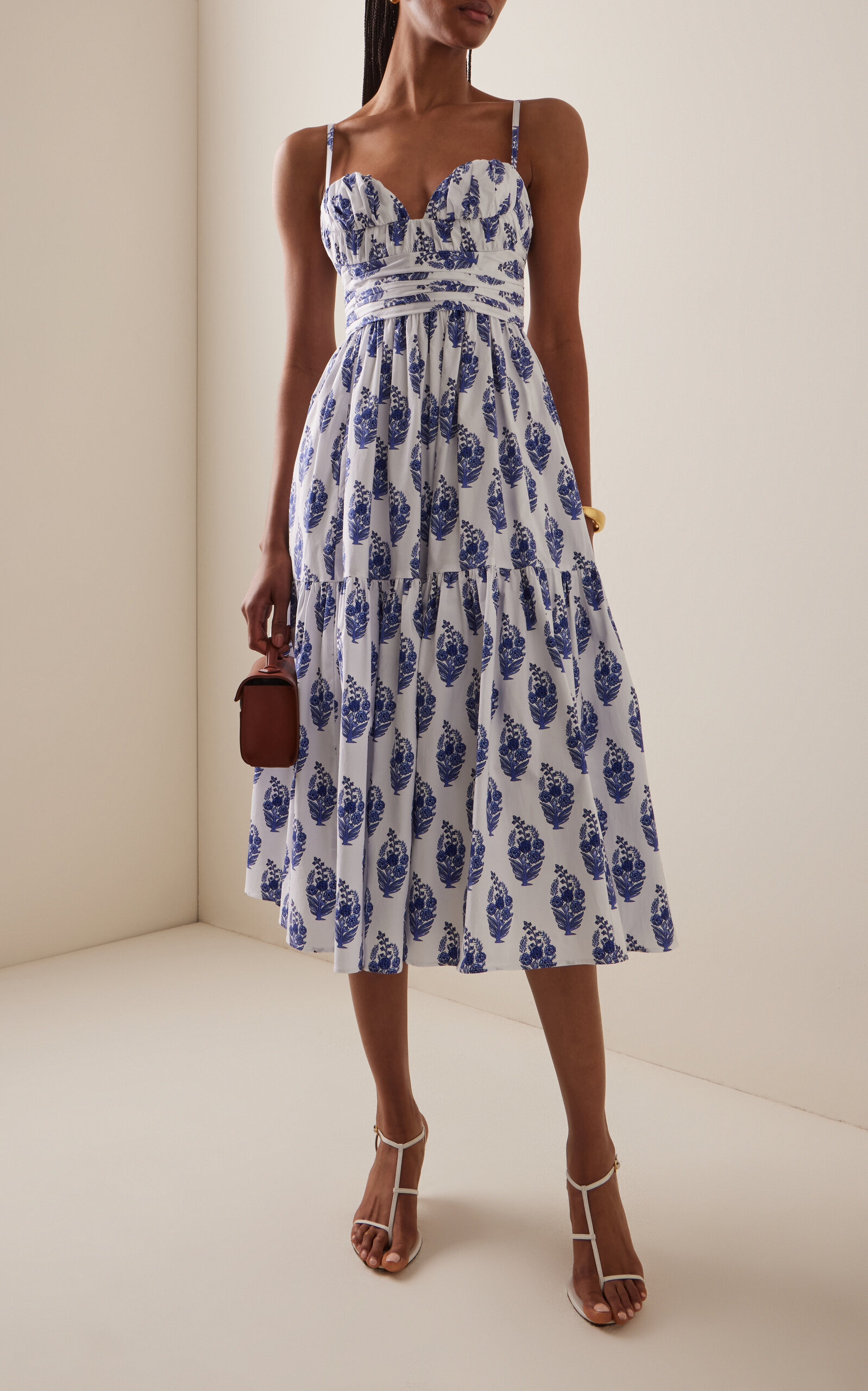 Exclusive Riviera Printed Cotton Midi Dress print - 3