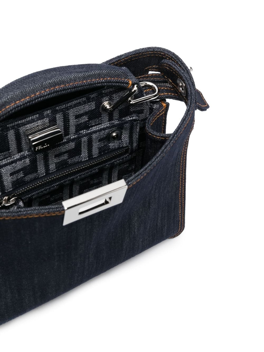 contrast-stitching denim tote bag - 5