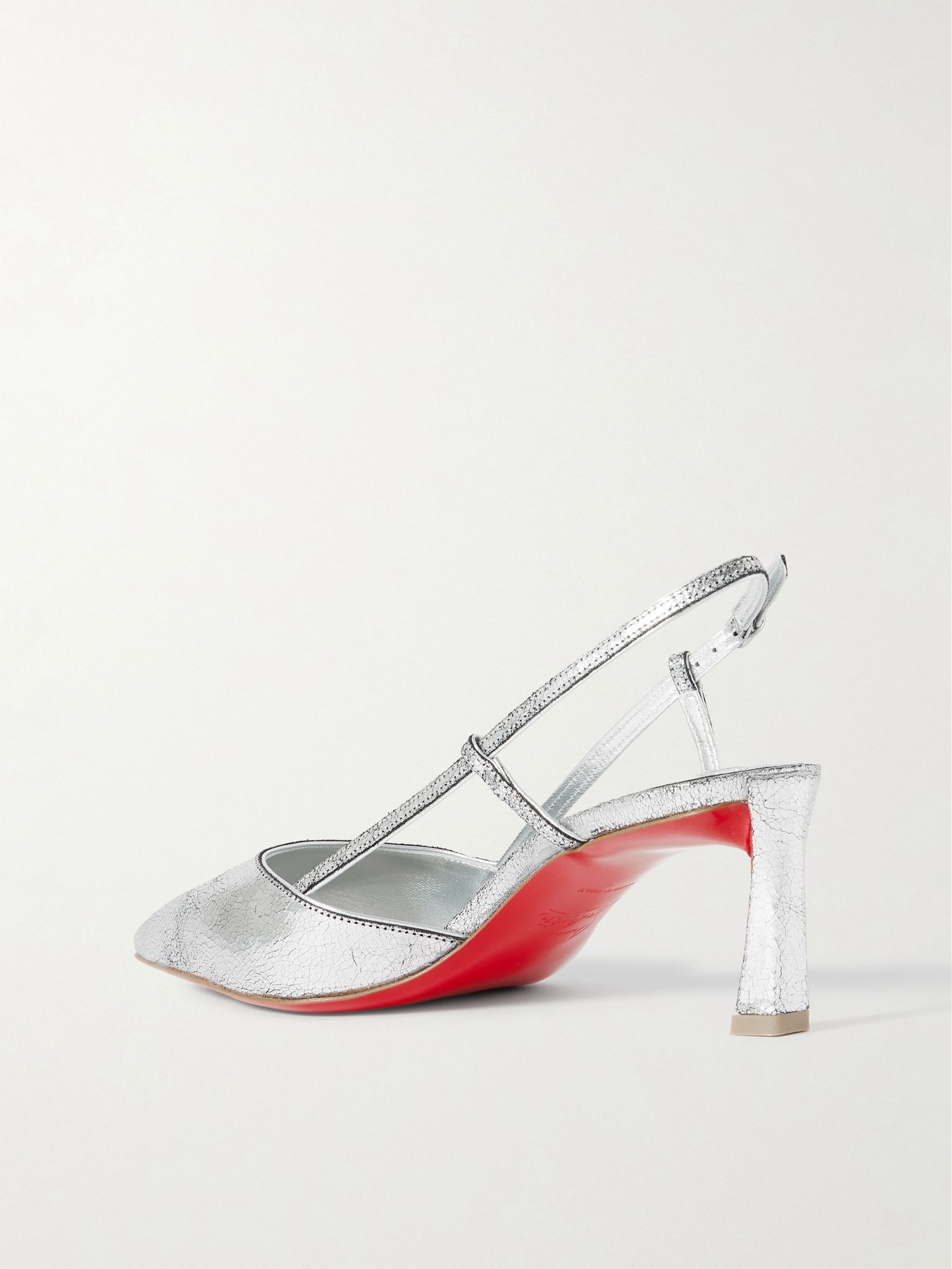 Condoroline 55 cutout metallic textured-leather slingback pumps Silver - 3
