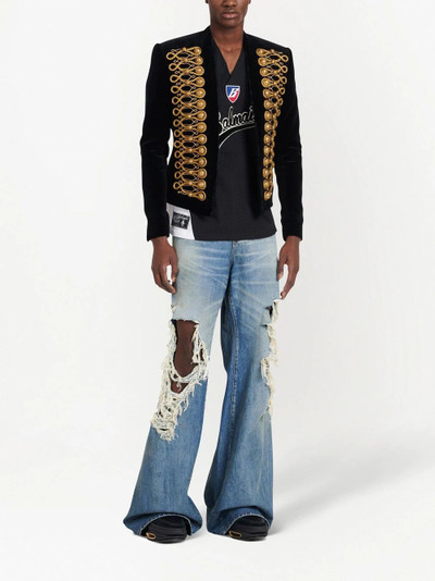 Balmain button-embossed velvet jacket outlook