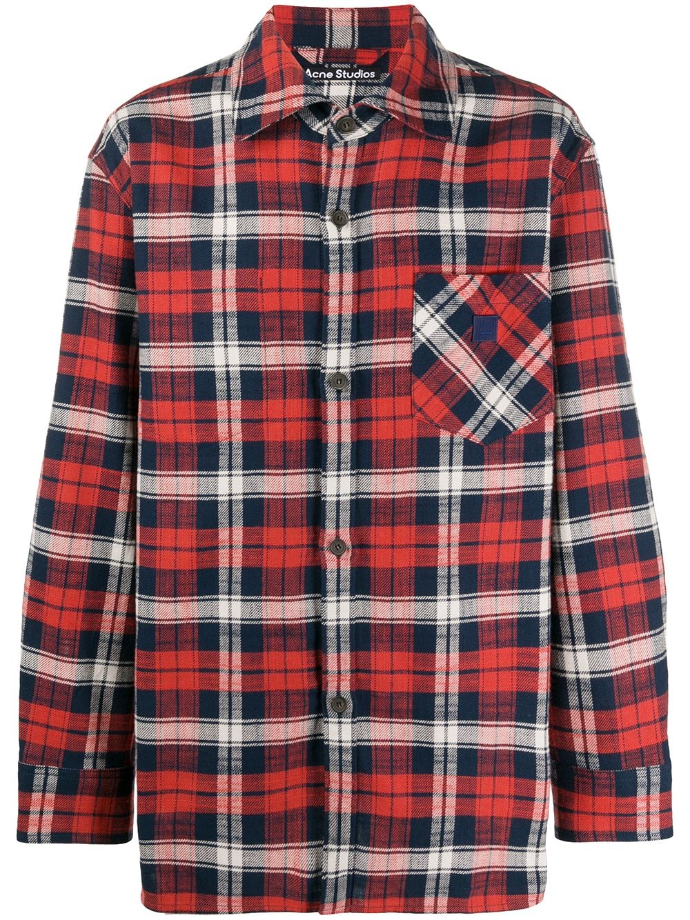 Face patch plaid overshirt - 1