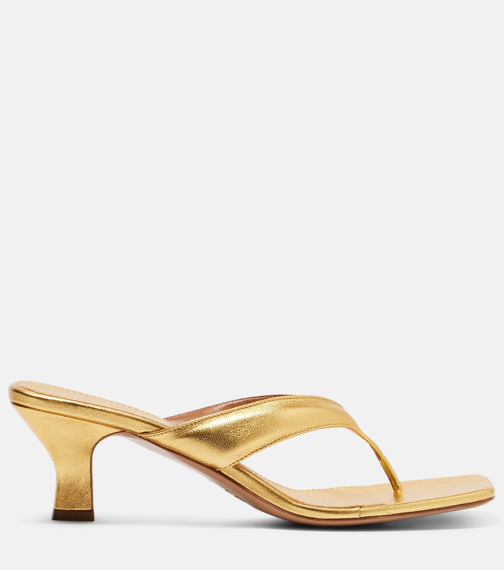 Portofino metallic leather thong sandals - 4