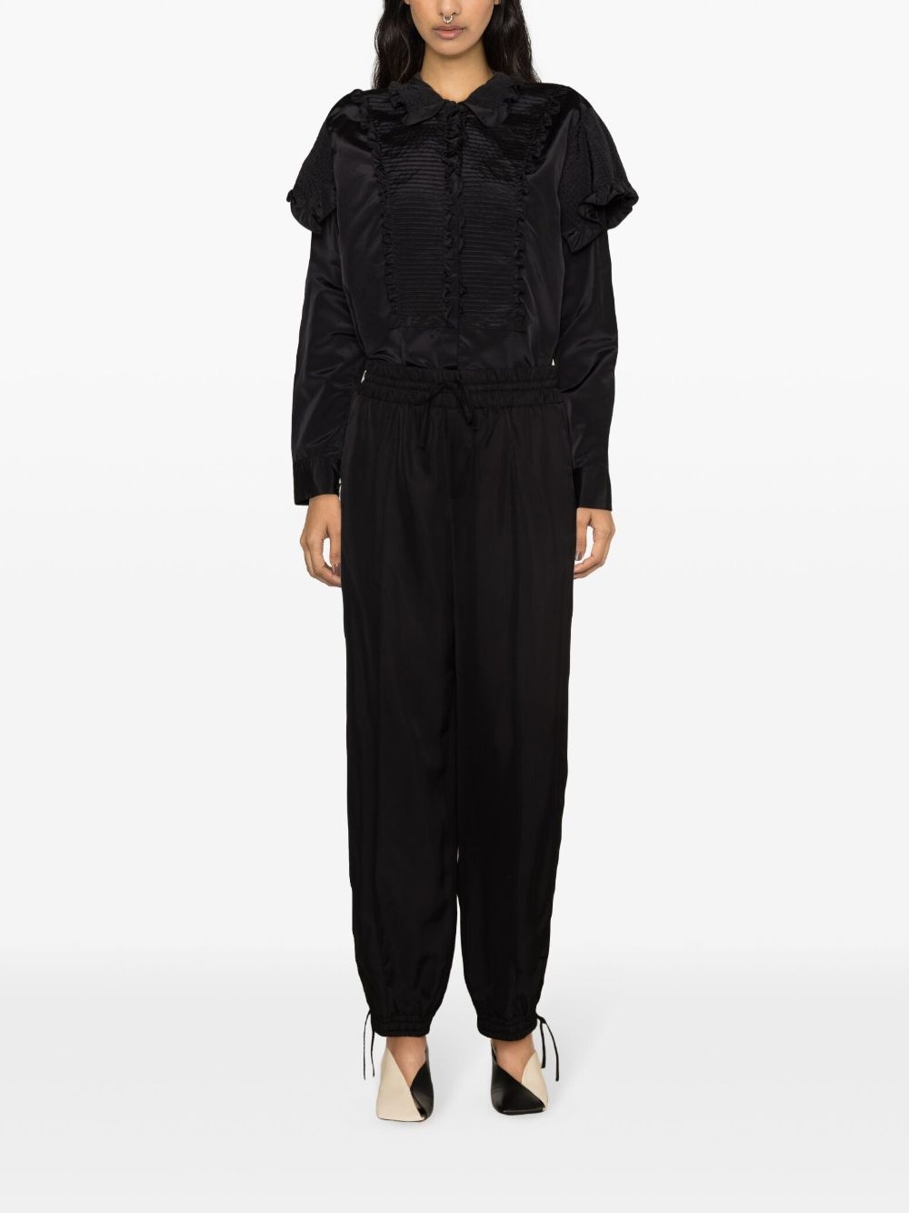 drawstring-waist tapered trousers - 2