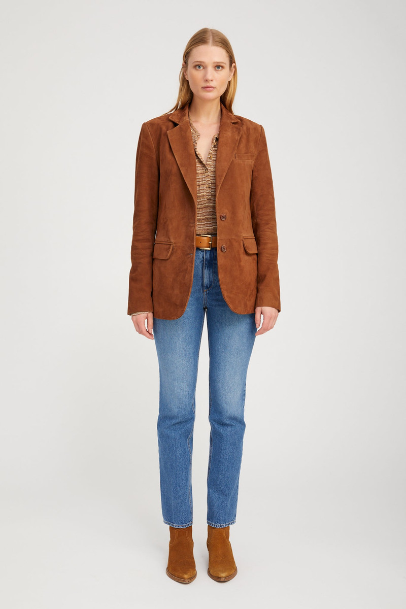 DARK COGNAC SUEDE CLASSIC BLAZER - 1