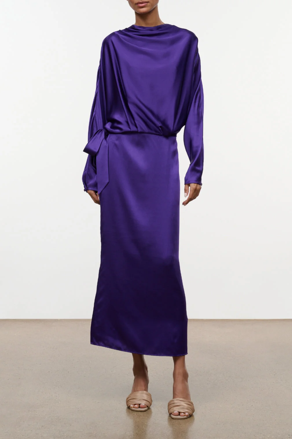 STAUD PHOEBE SILK DRESS AMETHYST - 1