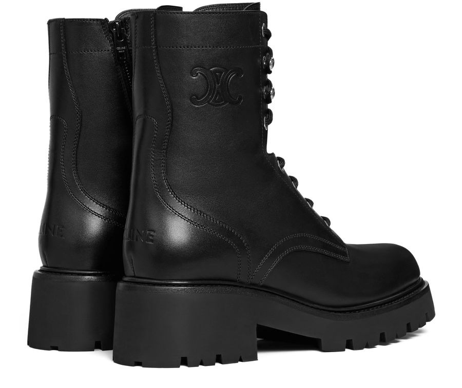 Celine Triomphe rangers mid lace-up Boucles d'oreillesot in shiny bullskin - 3