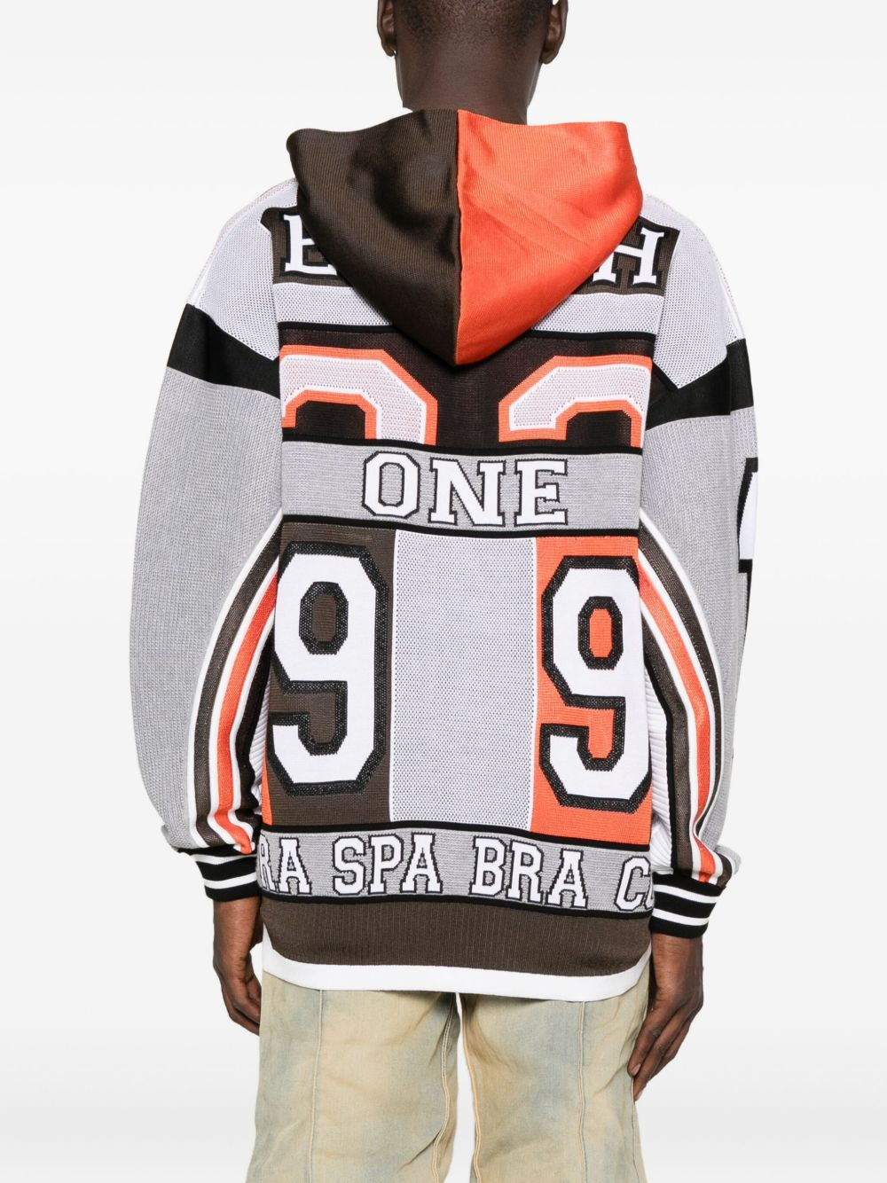 panelled polo-collar hoodie - 4