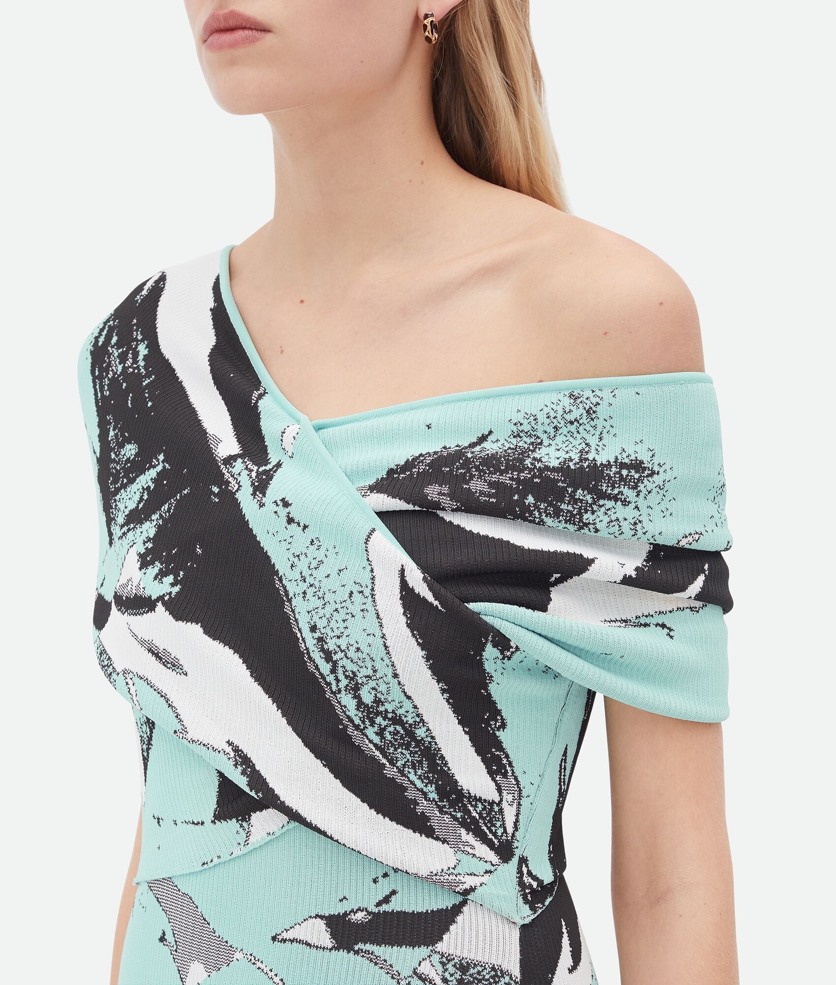 Graphic Viscose Jacquard Asymmetric Midi Dress - 4