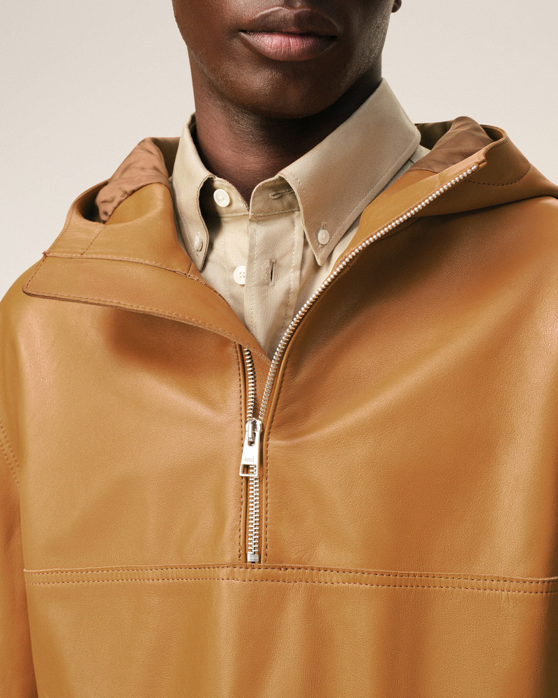 YELLOW COW LEATHER HOODED JACKET 4