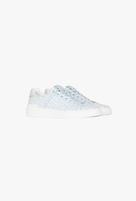 White and pale blue monogram jacquard B-Court sneakers - 2