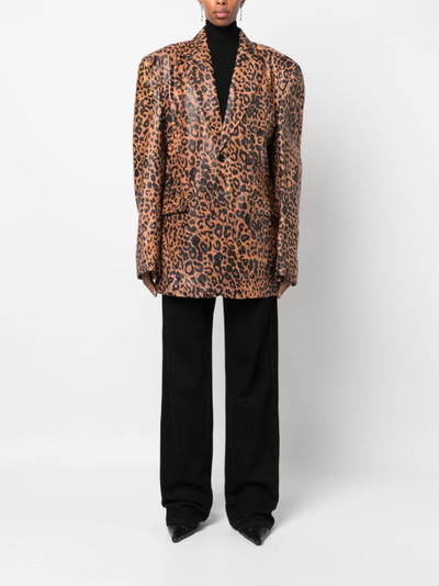 VETEMENTS leopard-print leather blazer outlook