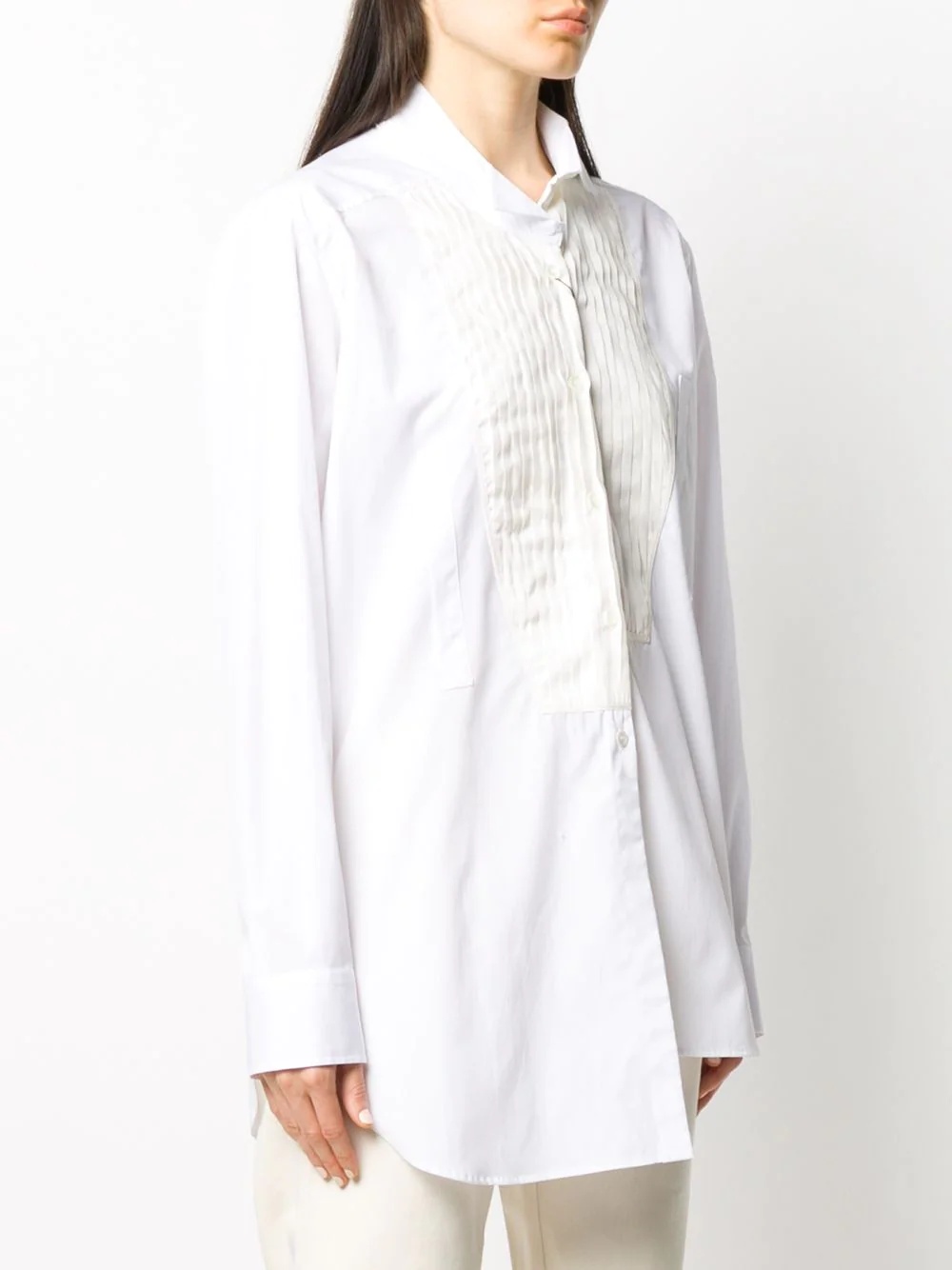 pleated bib detail shirt - 3