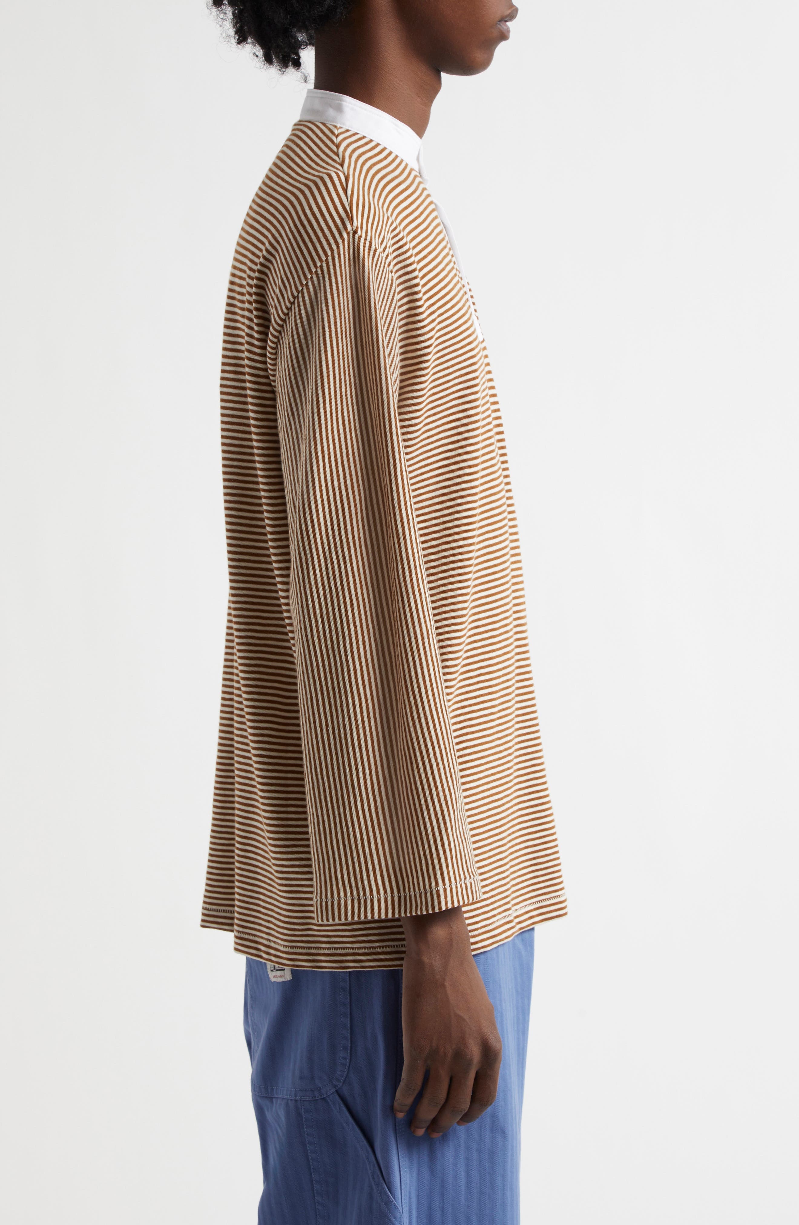 Bode Newton Stripe Top in Brown Cream at Nordstrom - 3