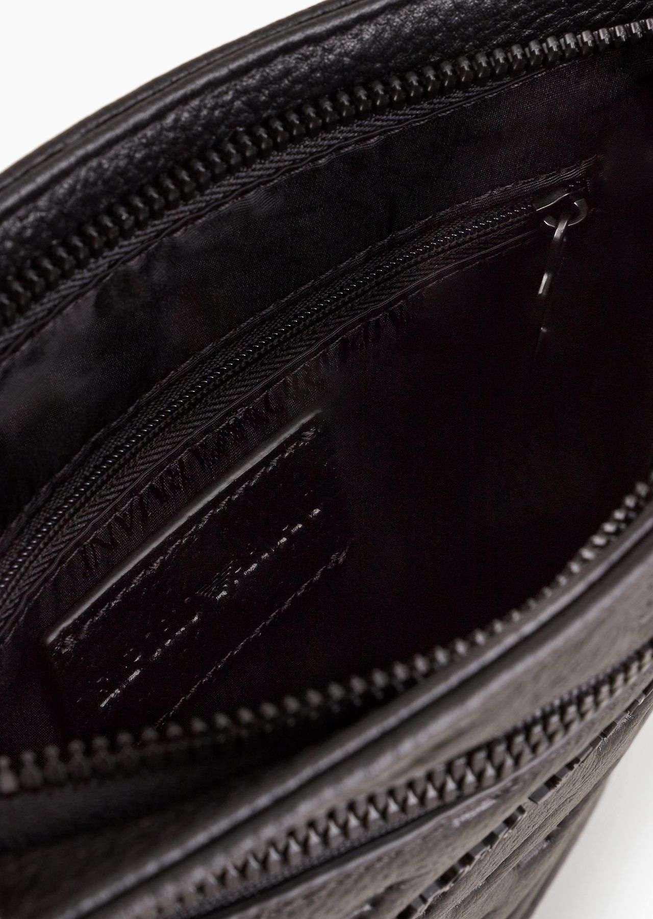 Flat leather shoulder bag with all-over embossed eagle - 4