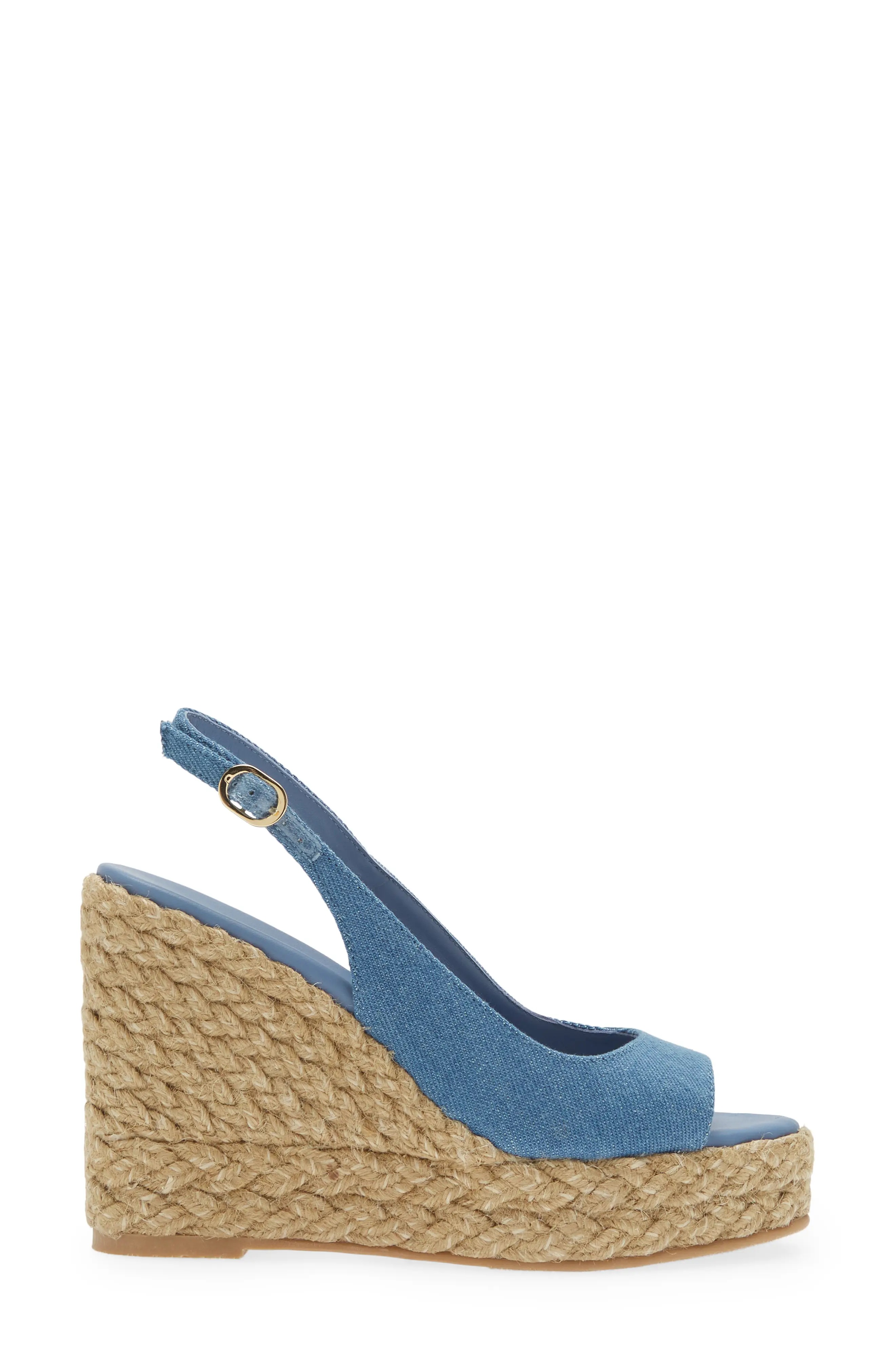 Island Espadrille Wedge Sandal in Washed/Natural/vintage Denim - 3