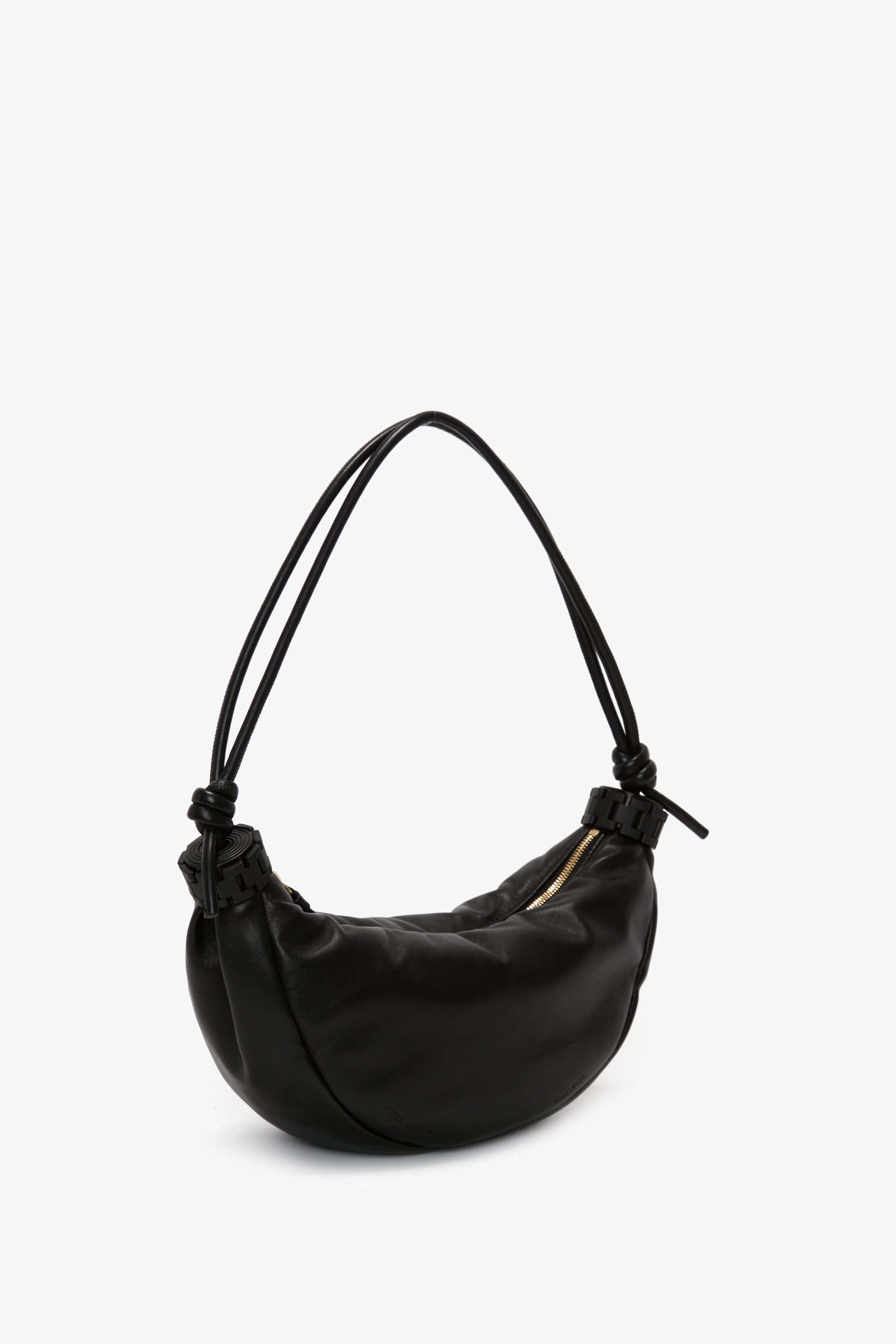 Puffy Half Moon Shoulder Bag In Black Leather - 3