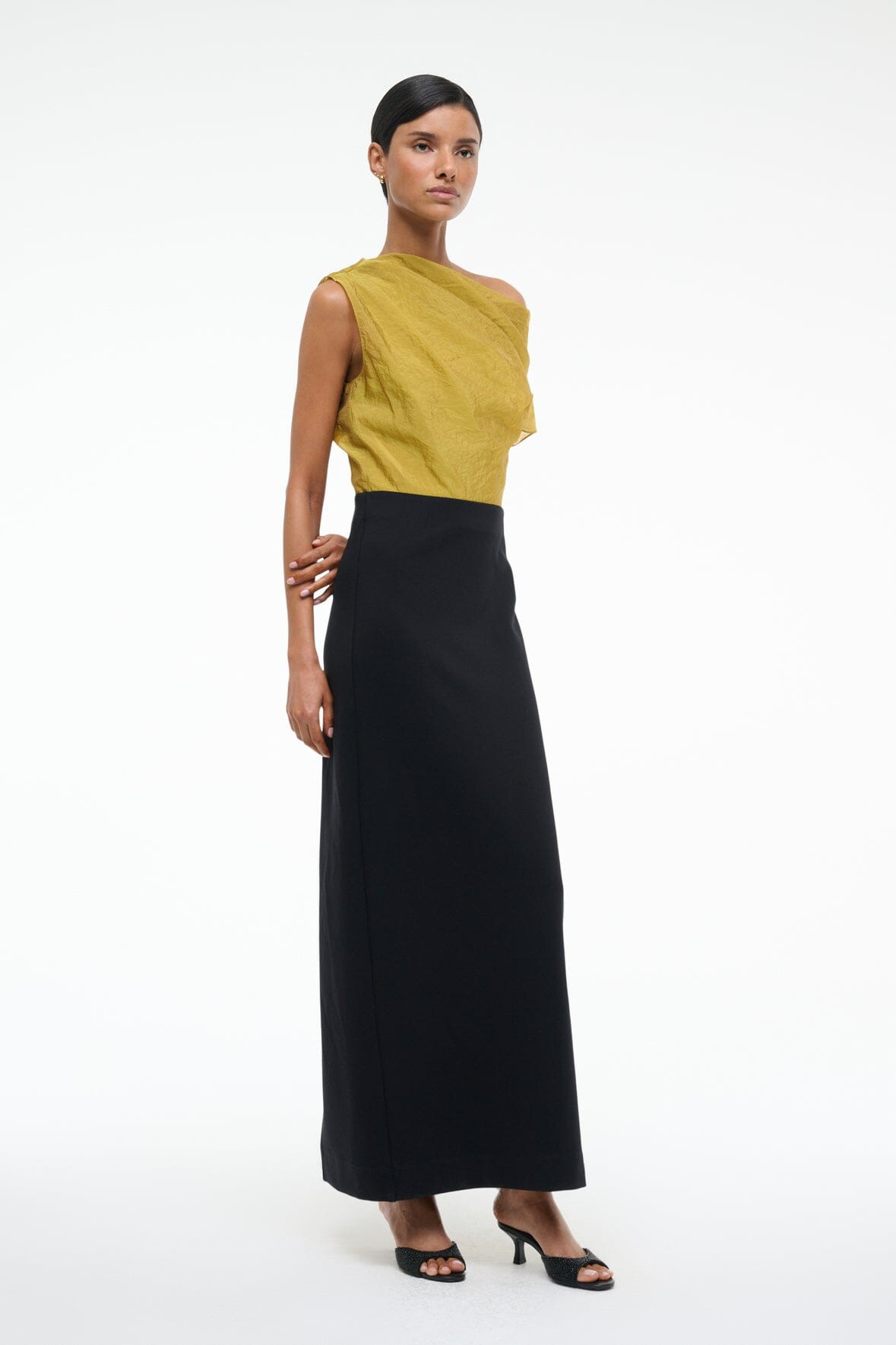 STAUD TOPAZ DRESS CHARTREUSE/BLACK - 3